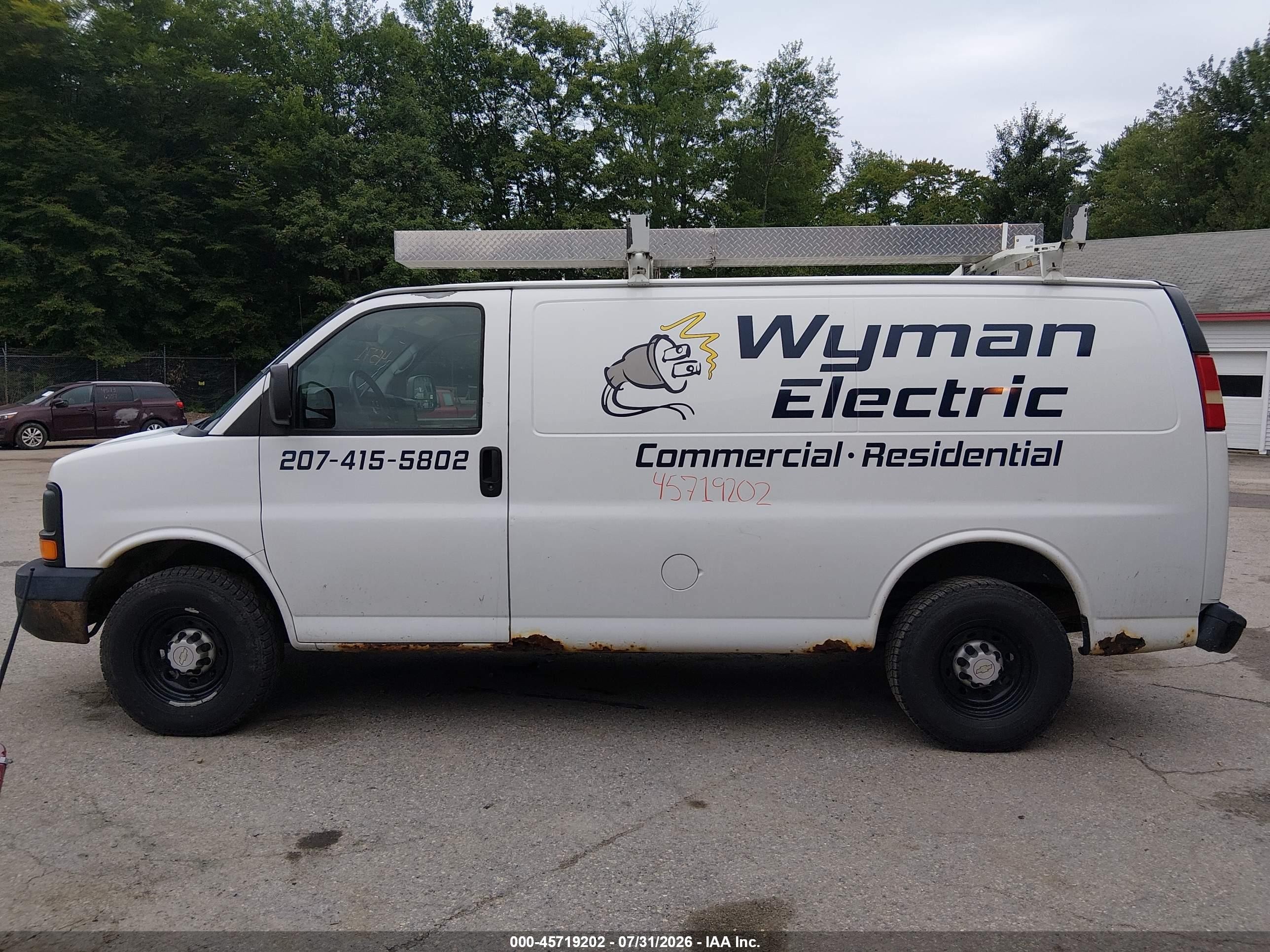 2008 Chevrolet Express Work Van White vin: 1GCGG25C981165950