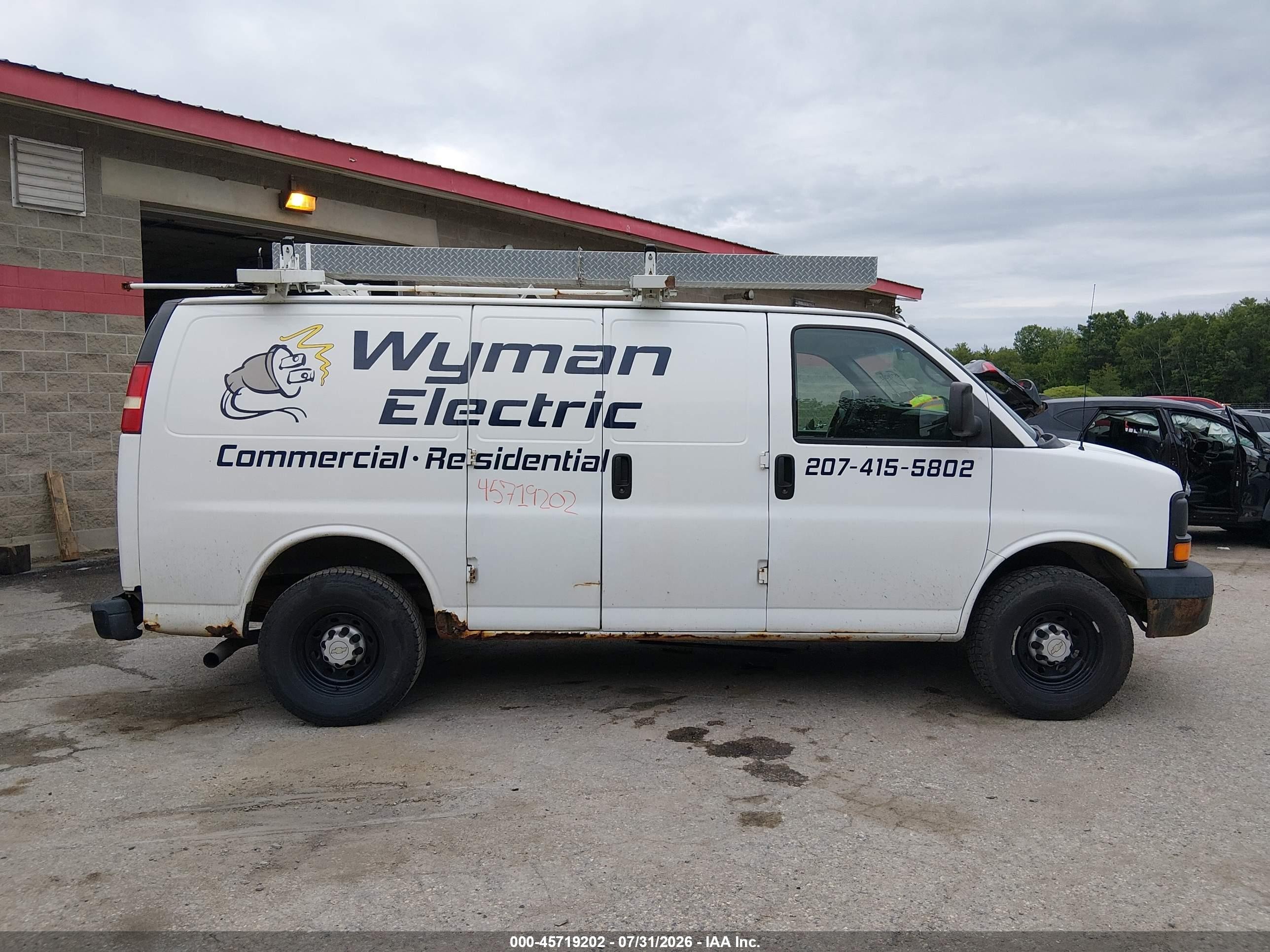 2008 Chevrolet Express Work Van White vin: 1GCGG25C981165950