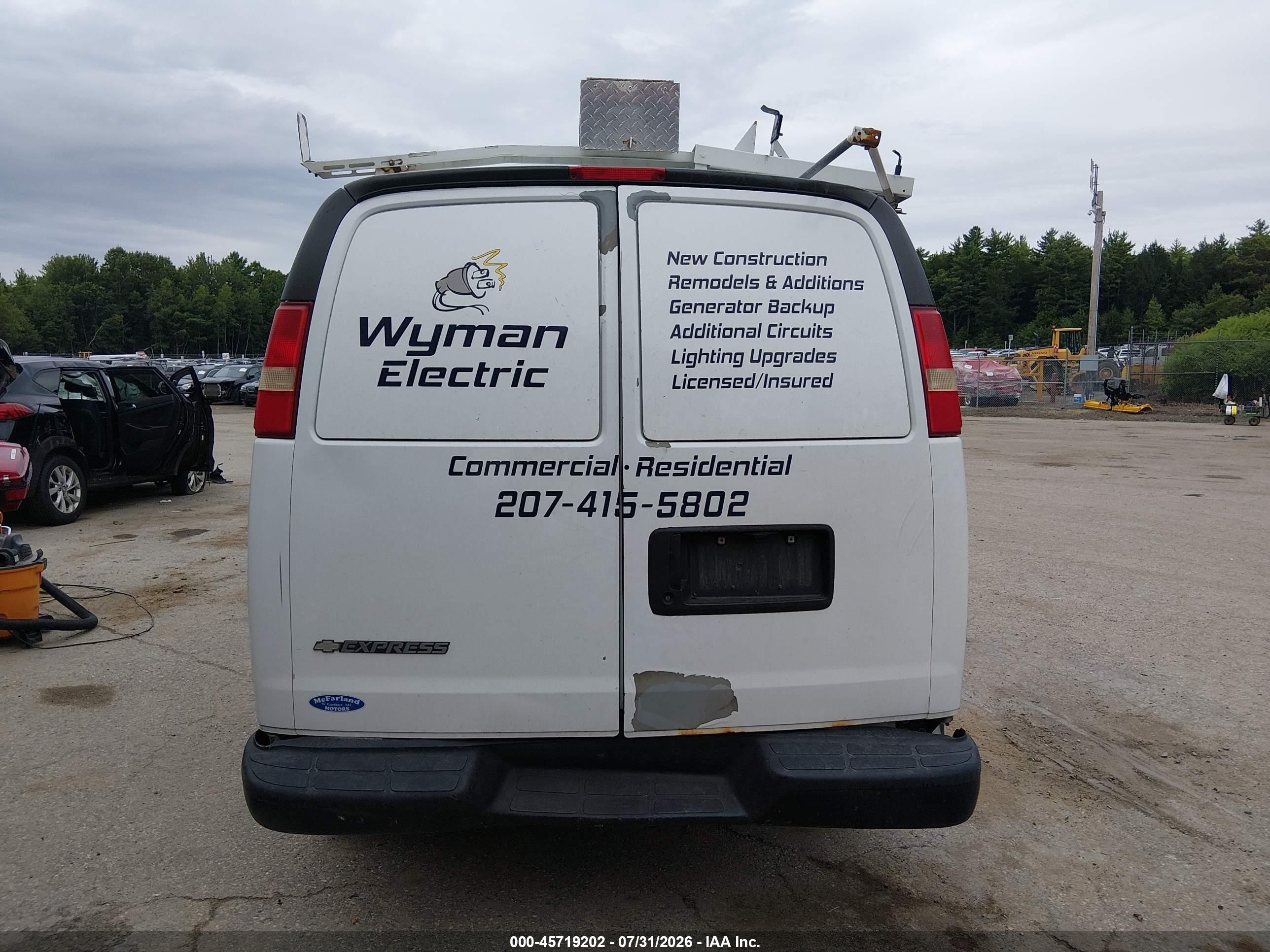 2008 Chevrolet Express Work Van White vin: 1GCGG25C981165950