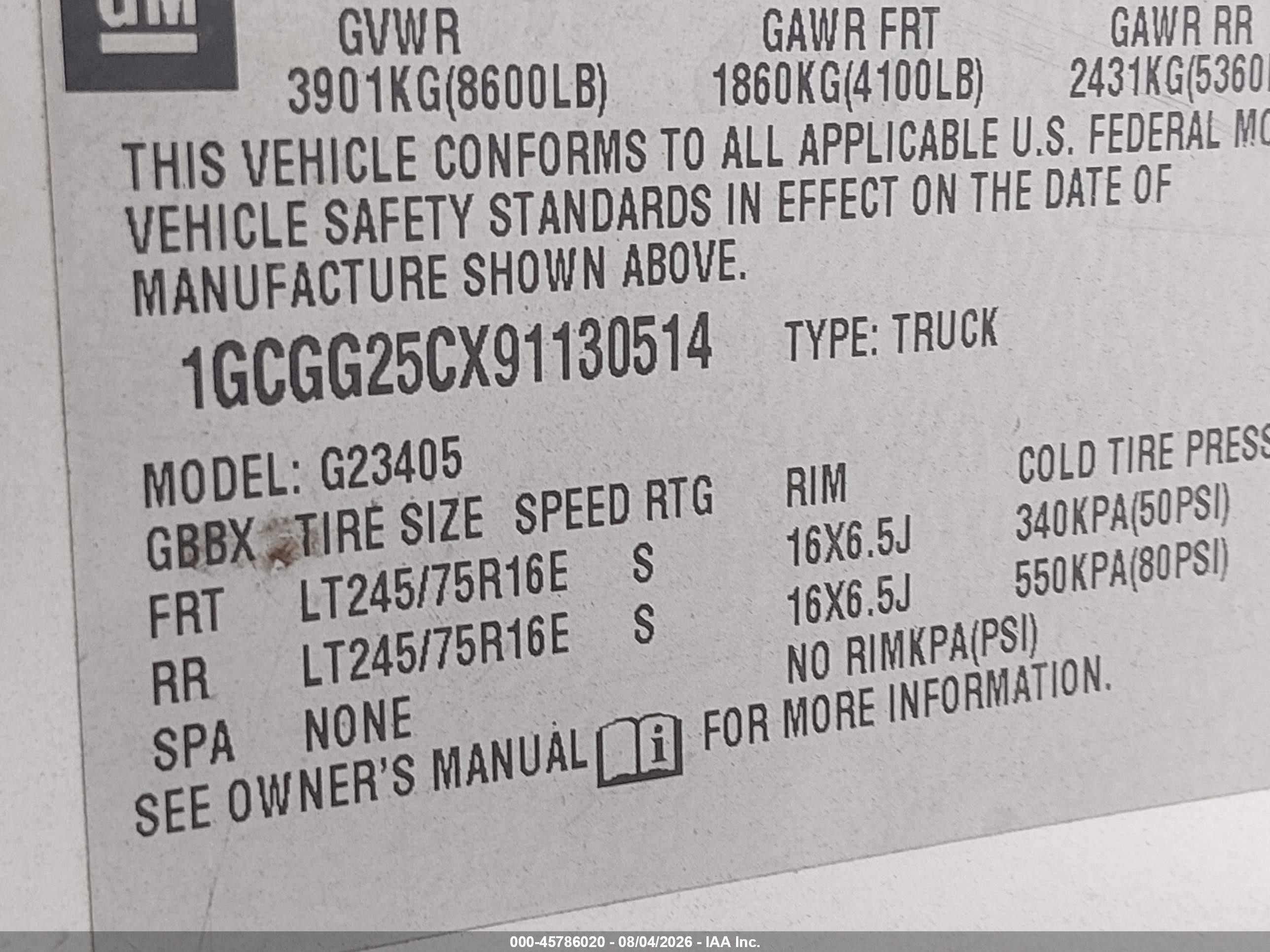 2009 Chevrolet Express Work Van White vin: 1GCGG25CX91130514