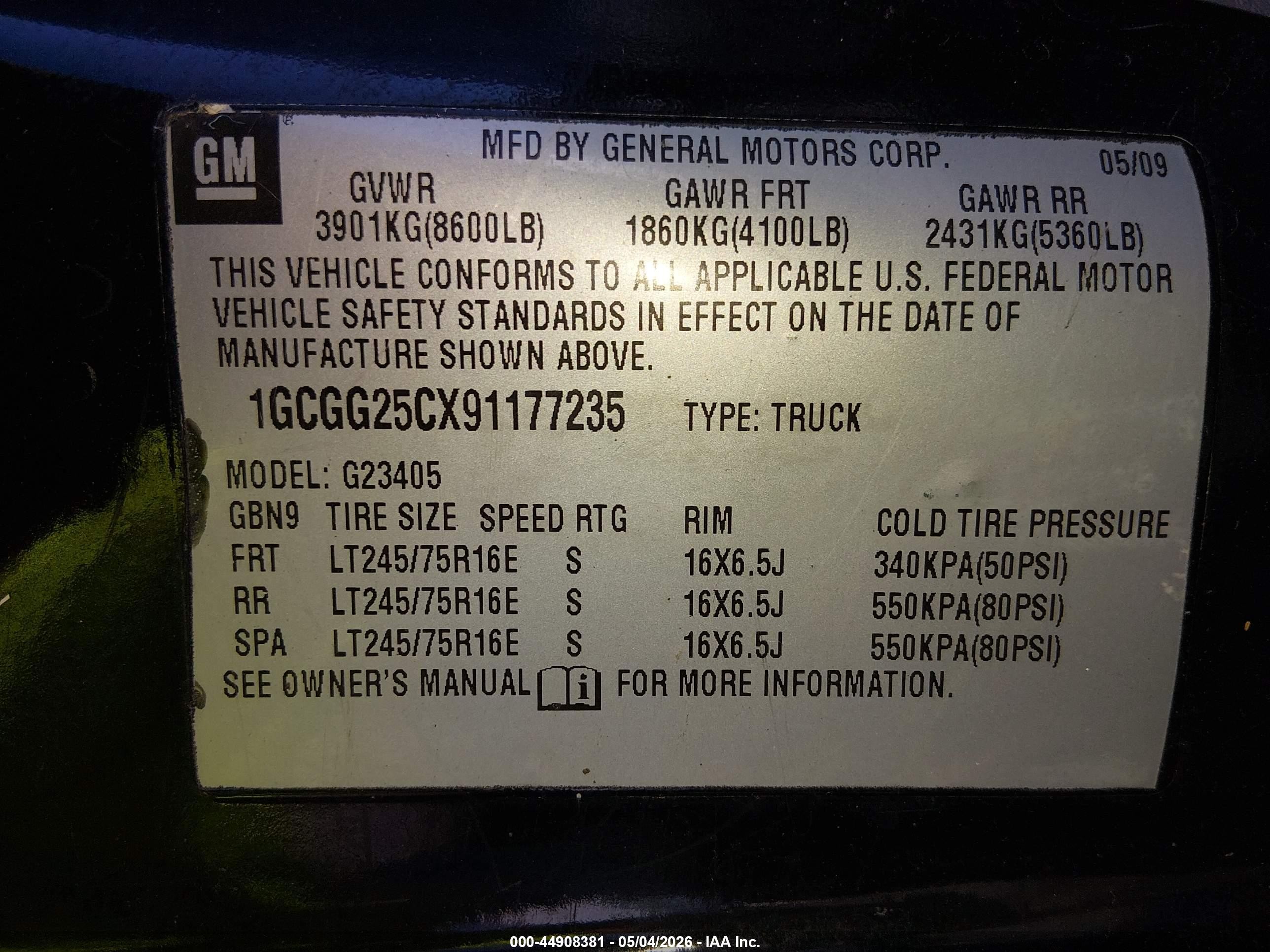 2009 Chevrolet Express 2500 Work Van Black vin: 1GCGG25CX91177235
