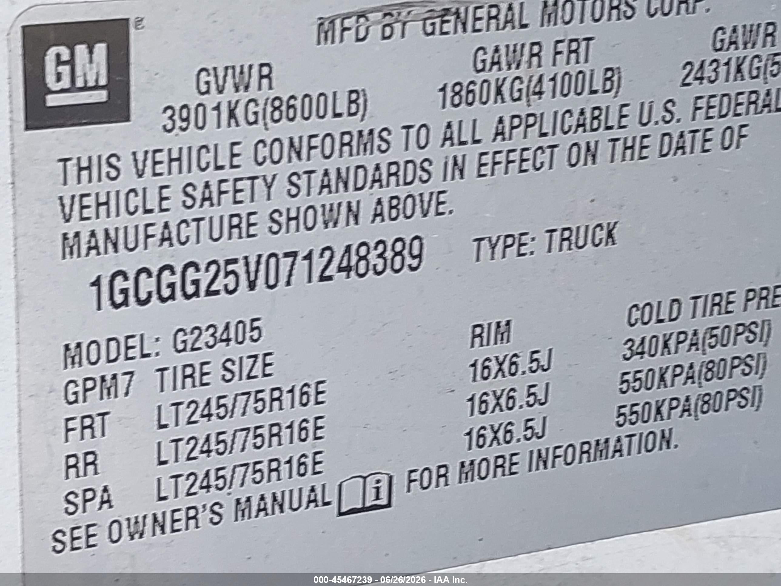 2007 Chevrolet Express Work Van White vin: 1GCGG25V071248389