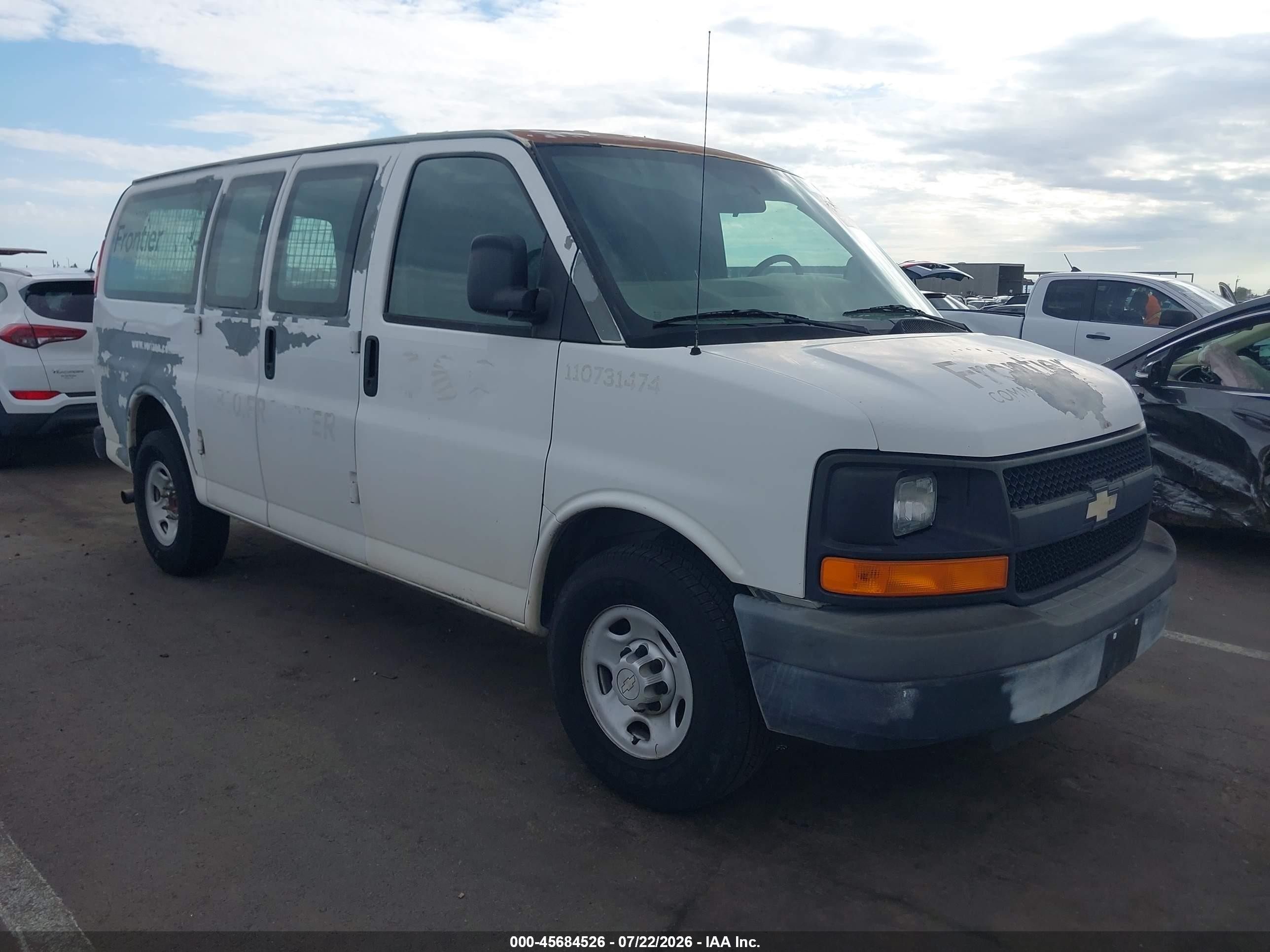 2007 Chevrolet Express Work Van White vin: 1GCGG25V371239542