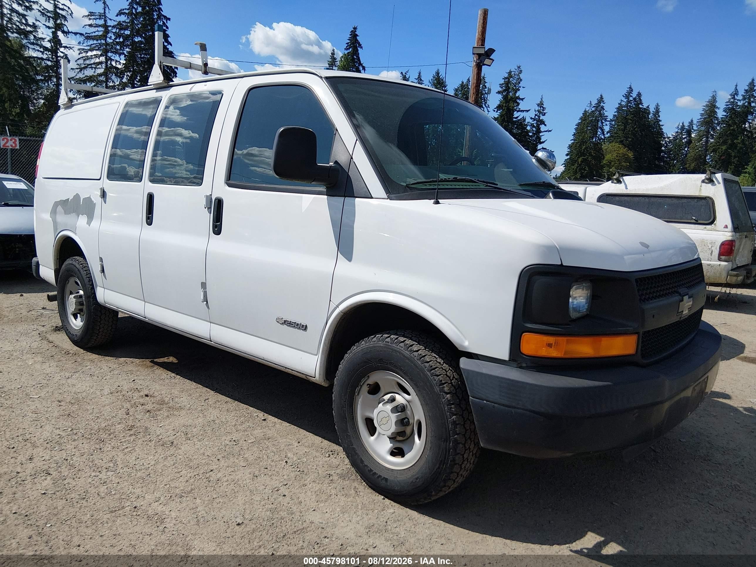 2006 Chevrolet Express Work Van White vin: 1GCGG25V661233653