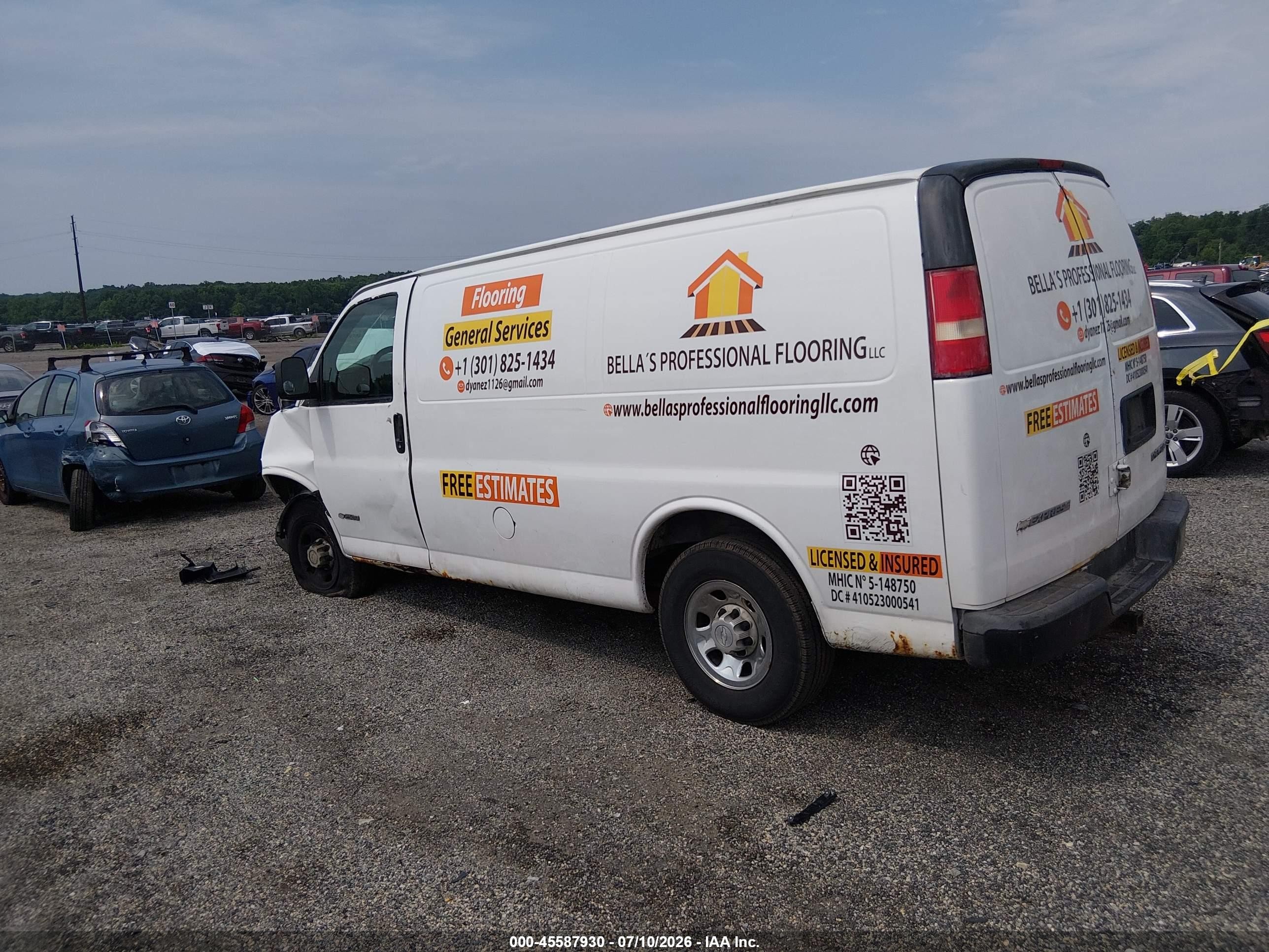 2006 Chevrolet Express Work Van Белый vin: 1GCGG25V661264207