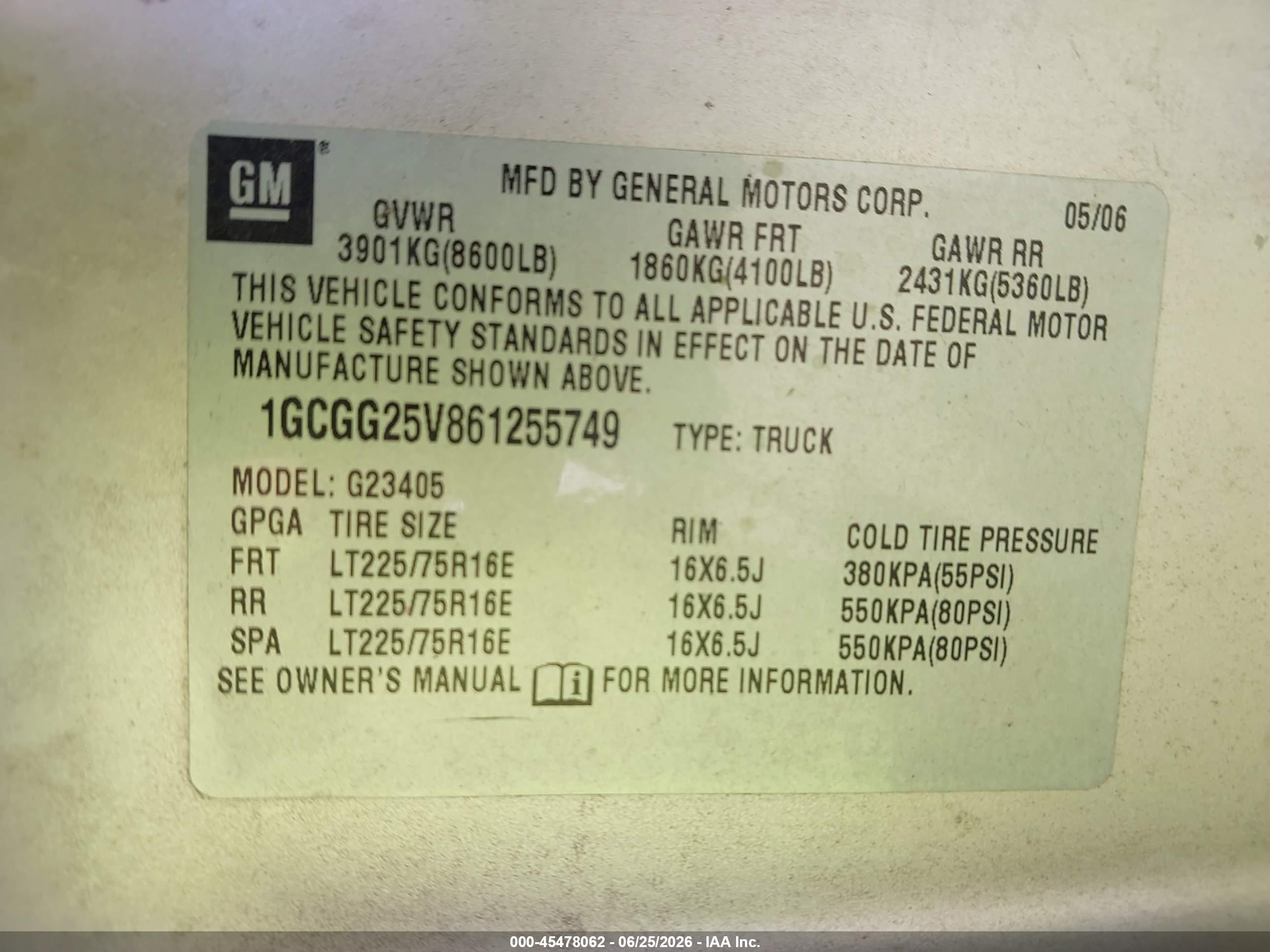 2006 Chevrolet Express Work Van Silver vin: 1GCGG25V861255749