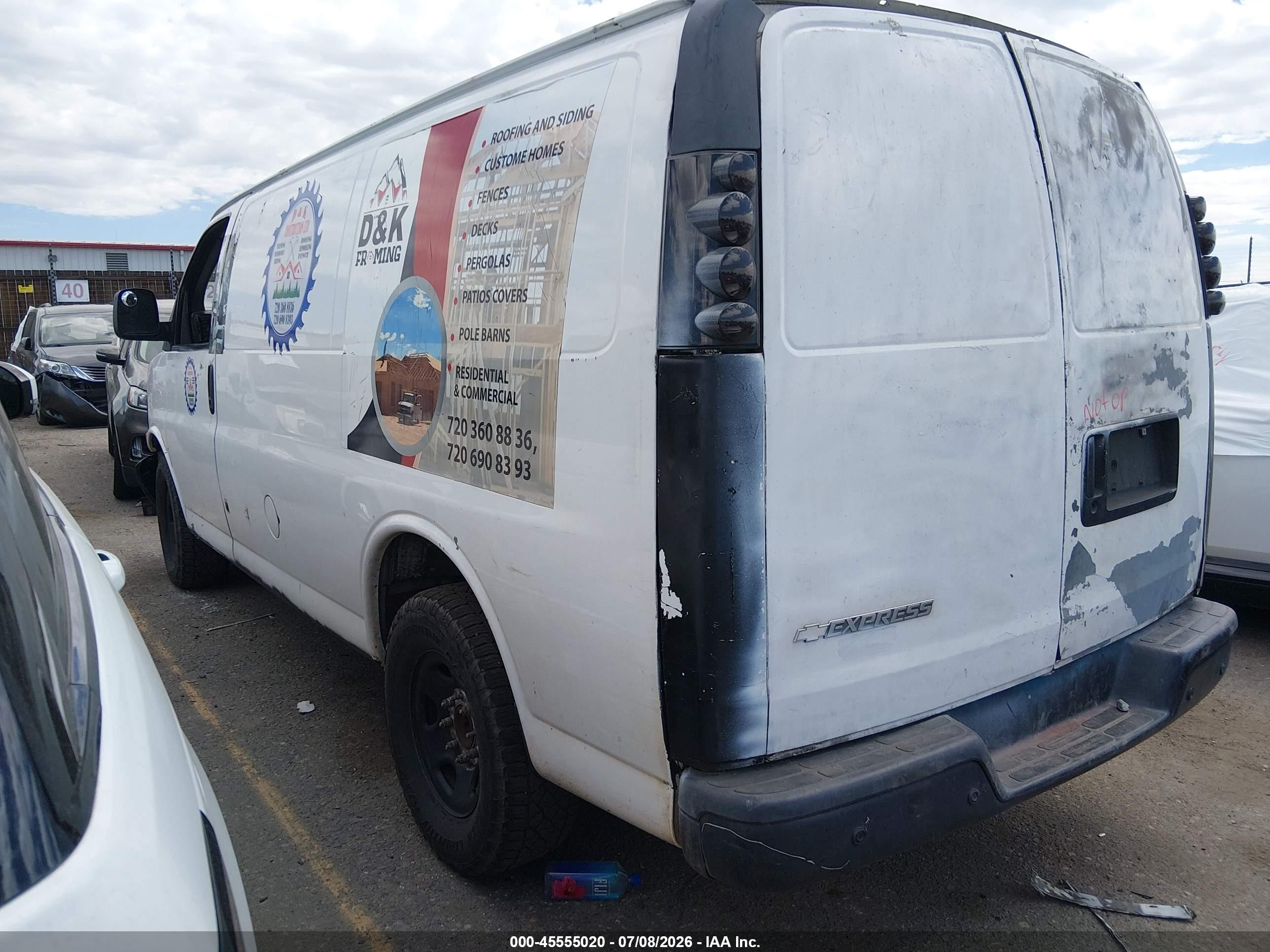 2007 Chevrolet Express Work Van White vin: 1GCGG25V871237169