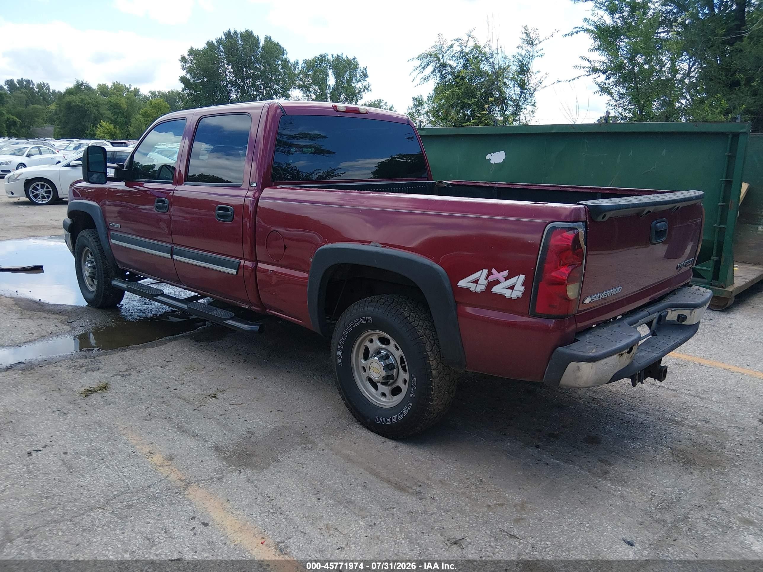 2004 Chevrolet Silverado 2500 Ls Burgundy vin: 1GCGK23U34F170827