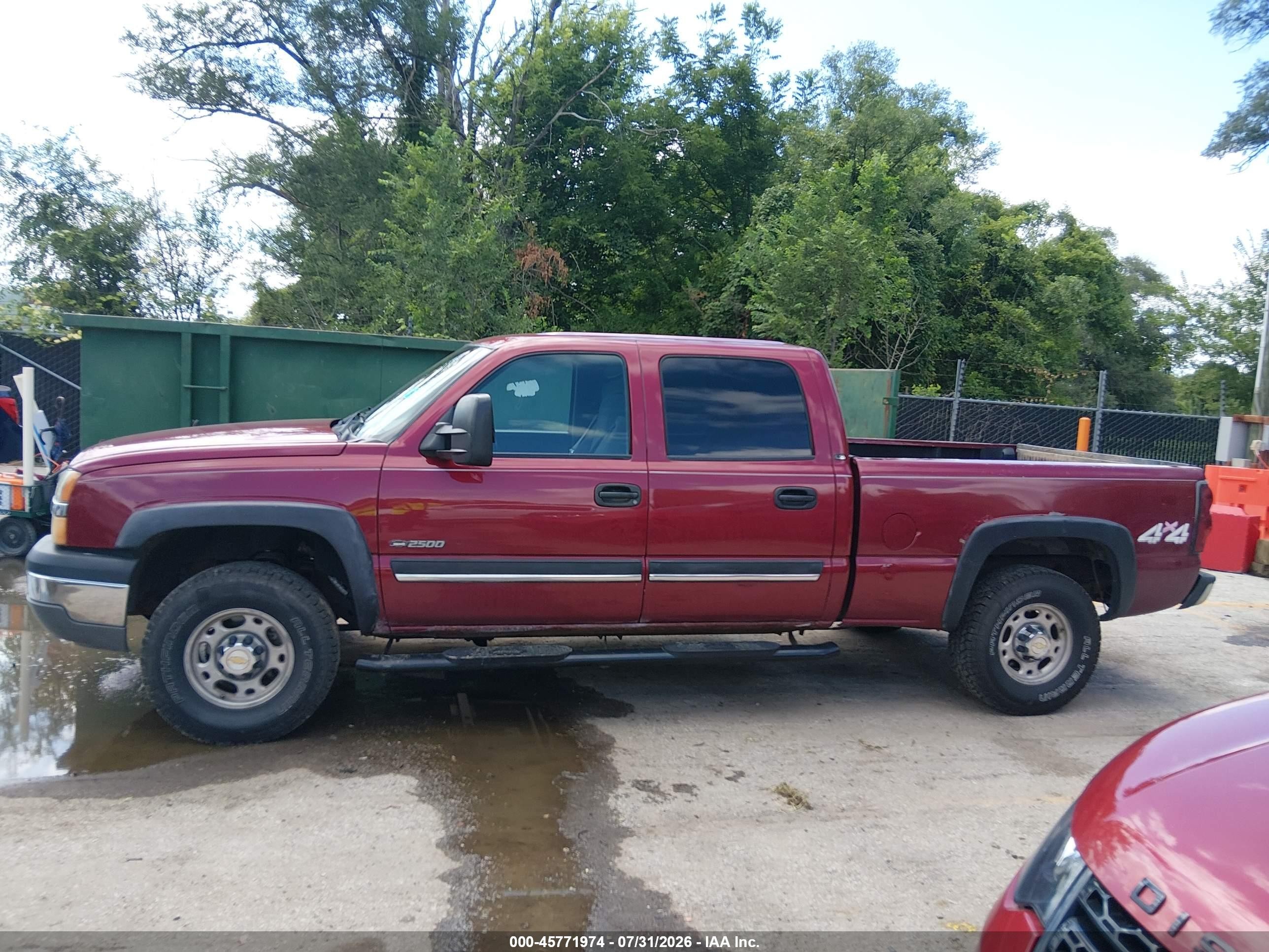 2004 Chevrolet Silverado 2500 Ls Burgundy vin: 1GCGK23U34F170827