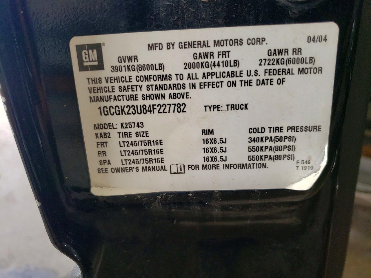2004 Chevrolet Silverado K2500 Black vin: 1GCGK23U84F227782