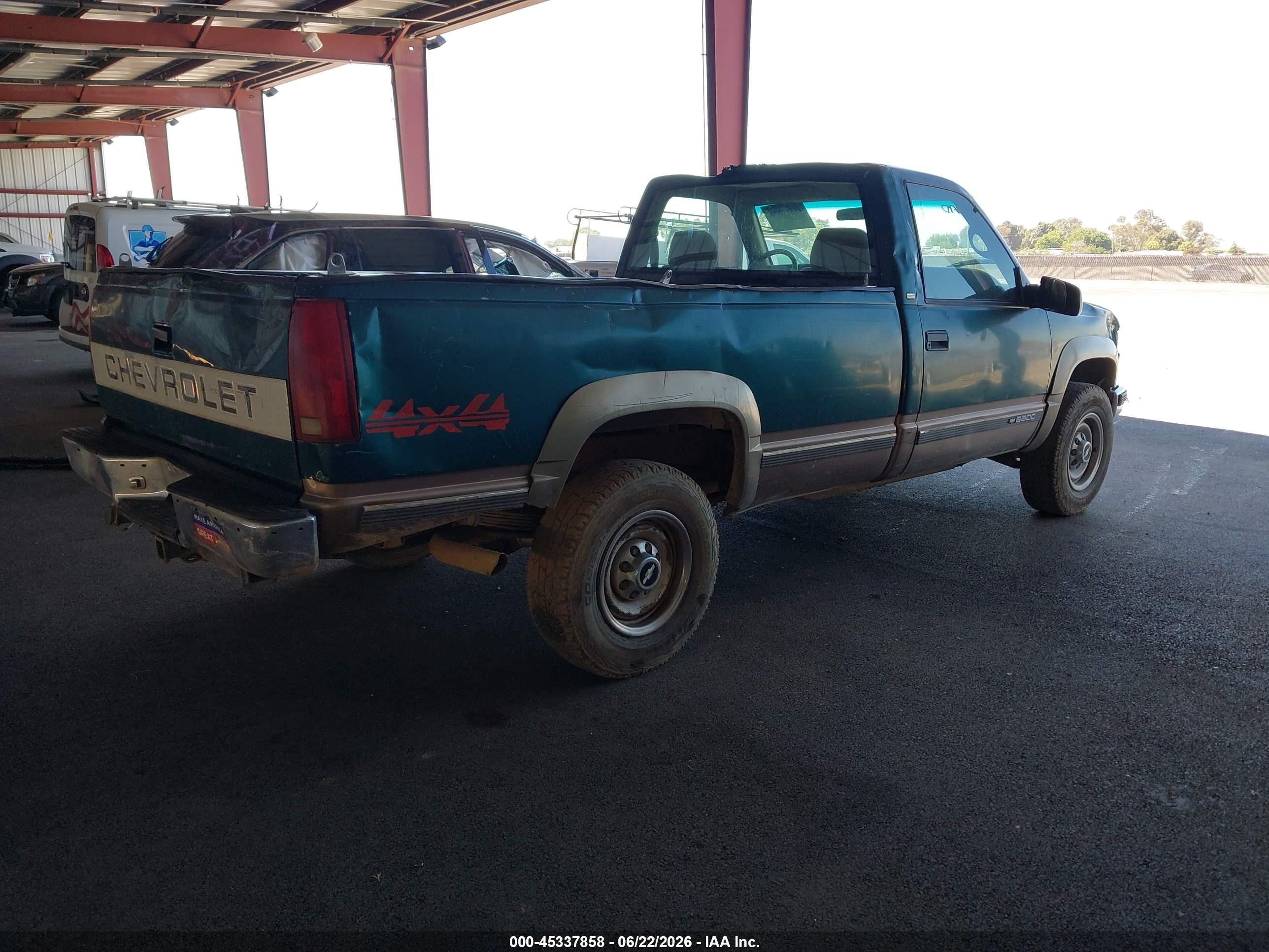 1997 Chevrolet K2500 Hd Fleetside Green vin: 1GCGK24R0VZ253092