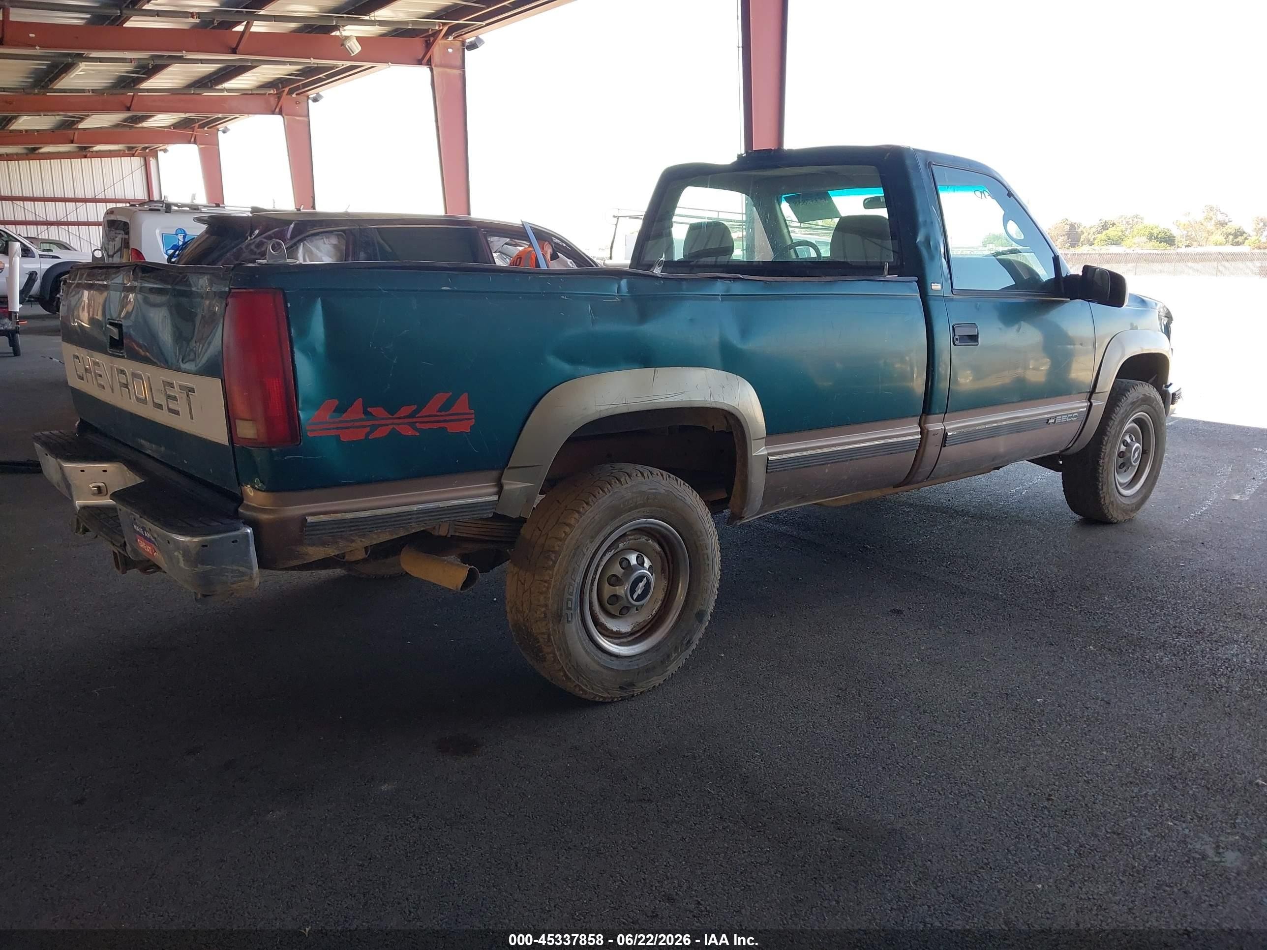 1997 Chevrolet K2500 Hd Fleetside Green vin: 1GCGK24R0VZ253092