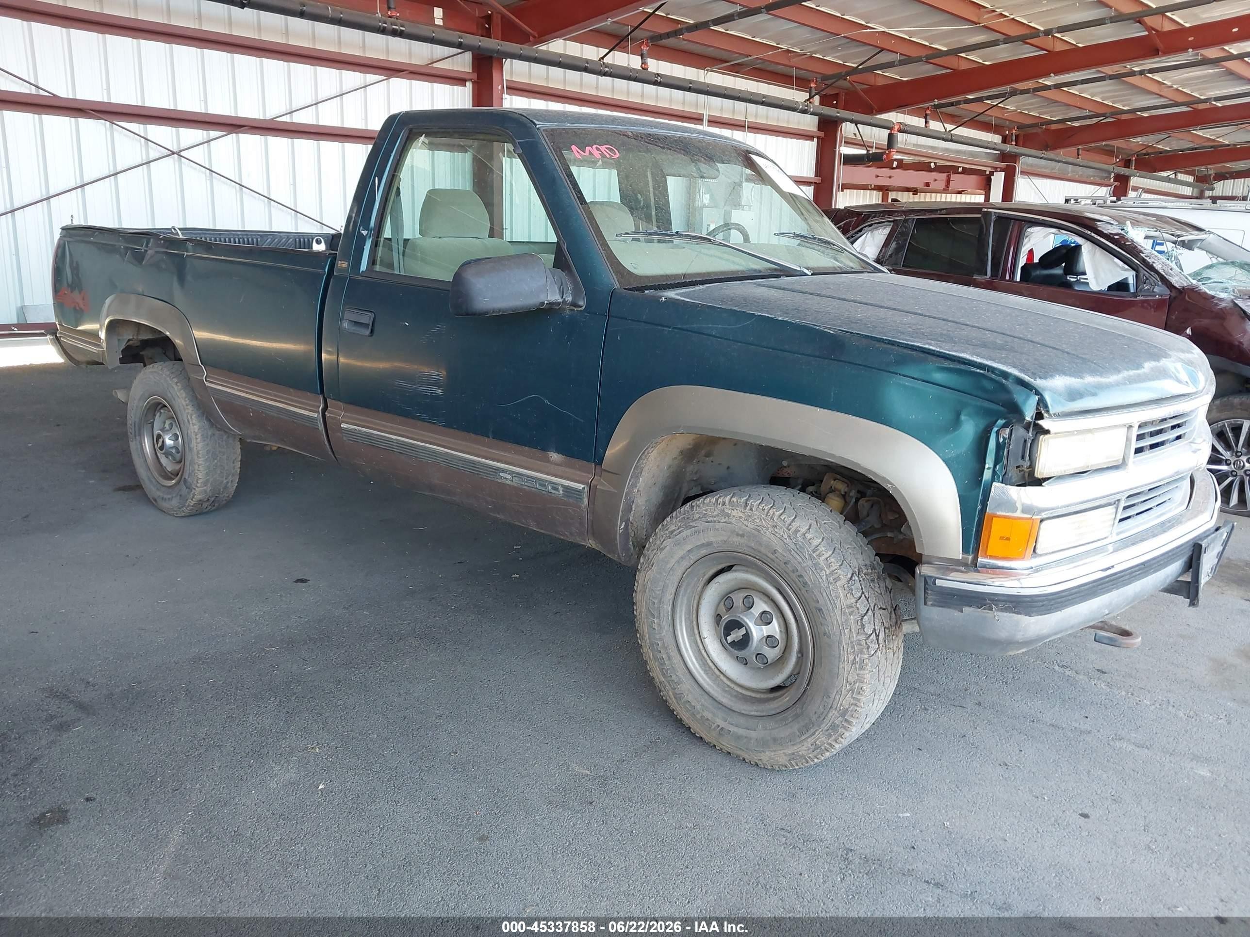1997 Chevrolet K2500 Hd Fleetside Green vin: 1GCGK24R0VZ253092