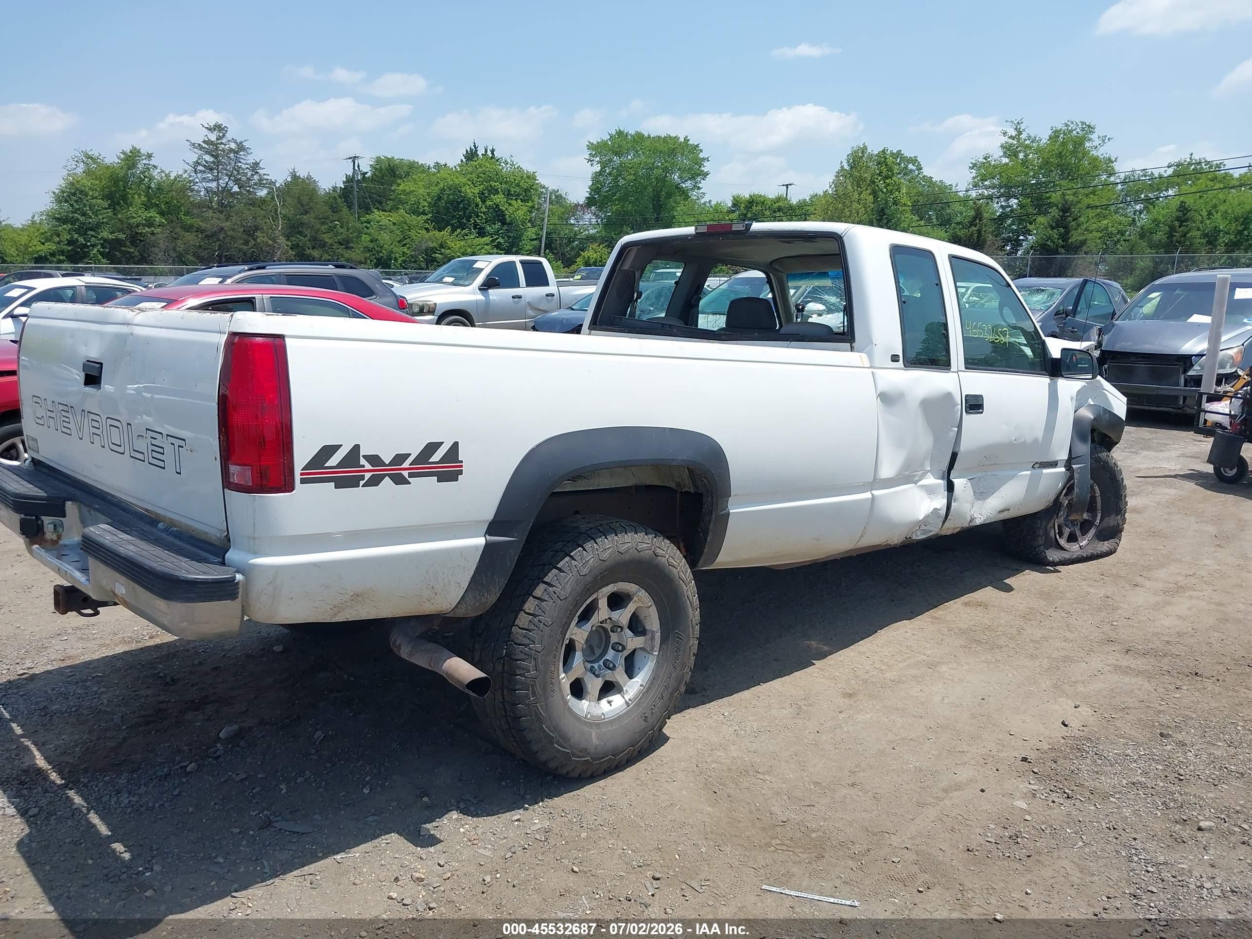 1997 Chevrolet C/k 2500 Hd Fleetside White vin: 1GCGK29R6VE275324
