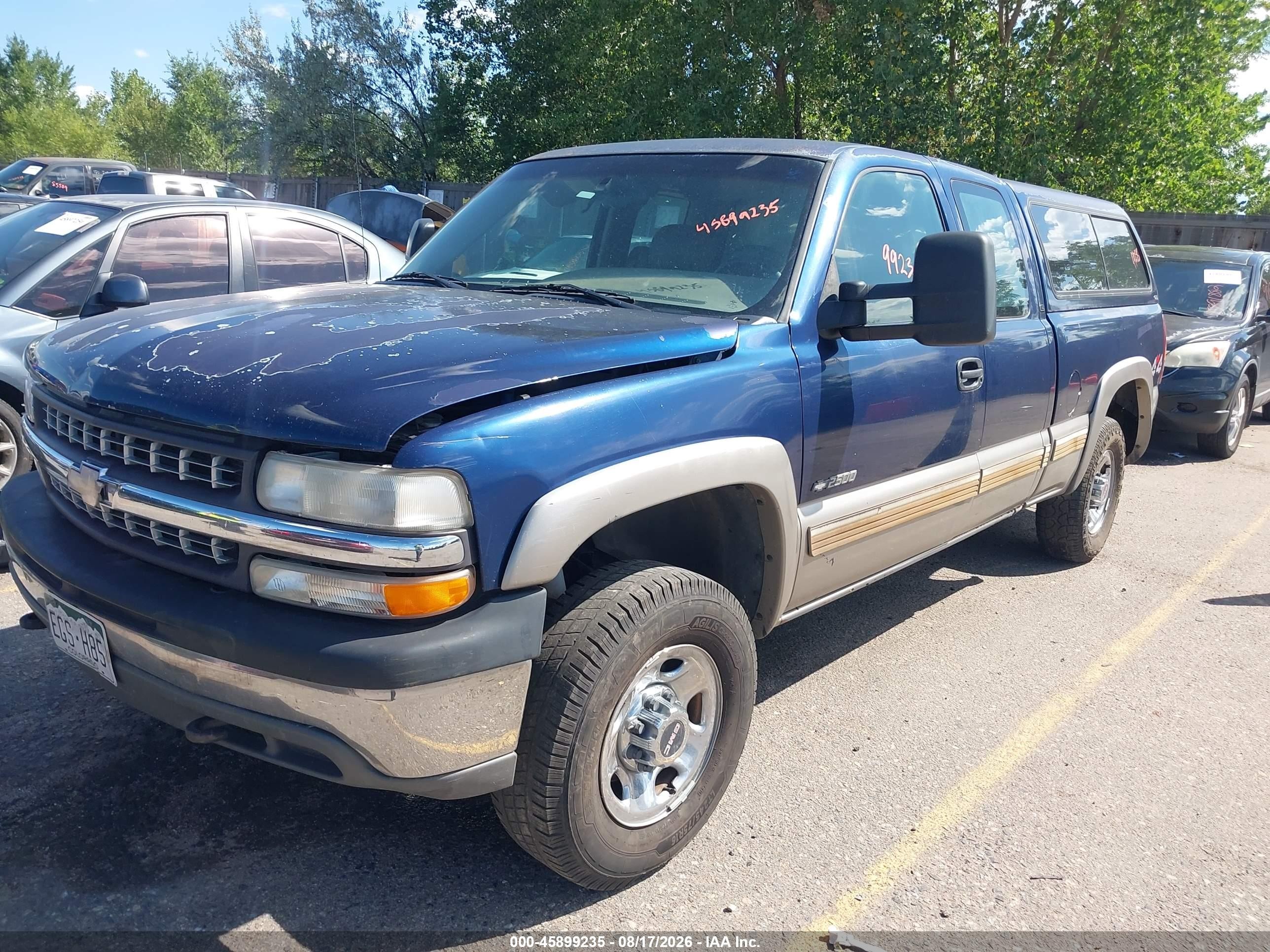 2001 Chevrolet Silverado 2500 Ls Blue vin: 1GCGK29U01Z291753