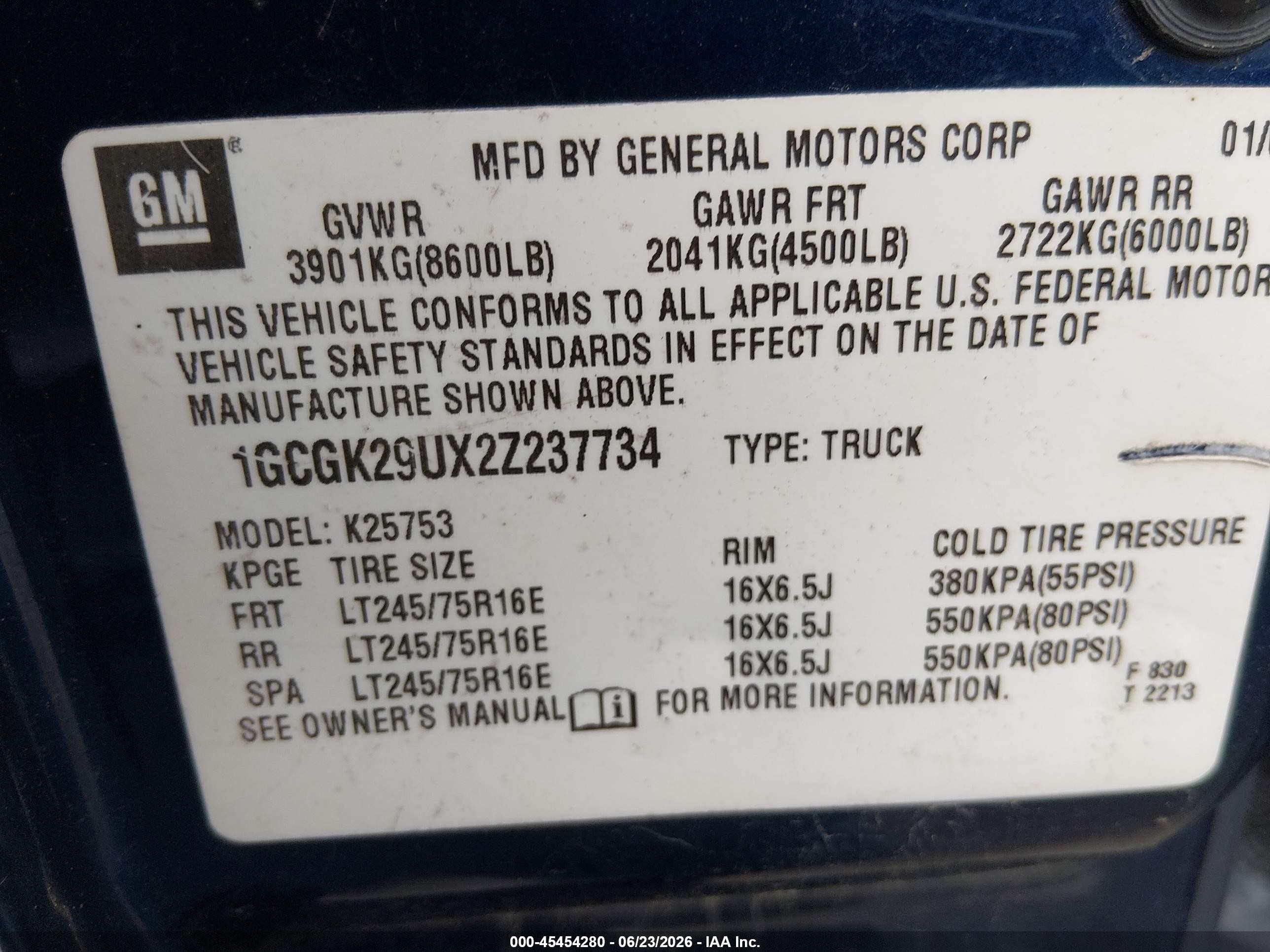 2002 Chevrolet Silverado 2500 Ls Blue vin: 1GCGK29UX2Z237734