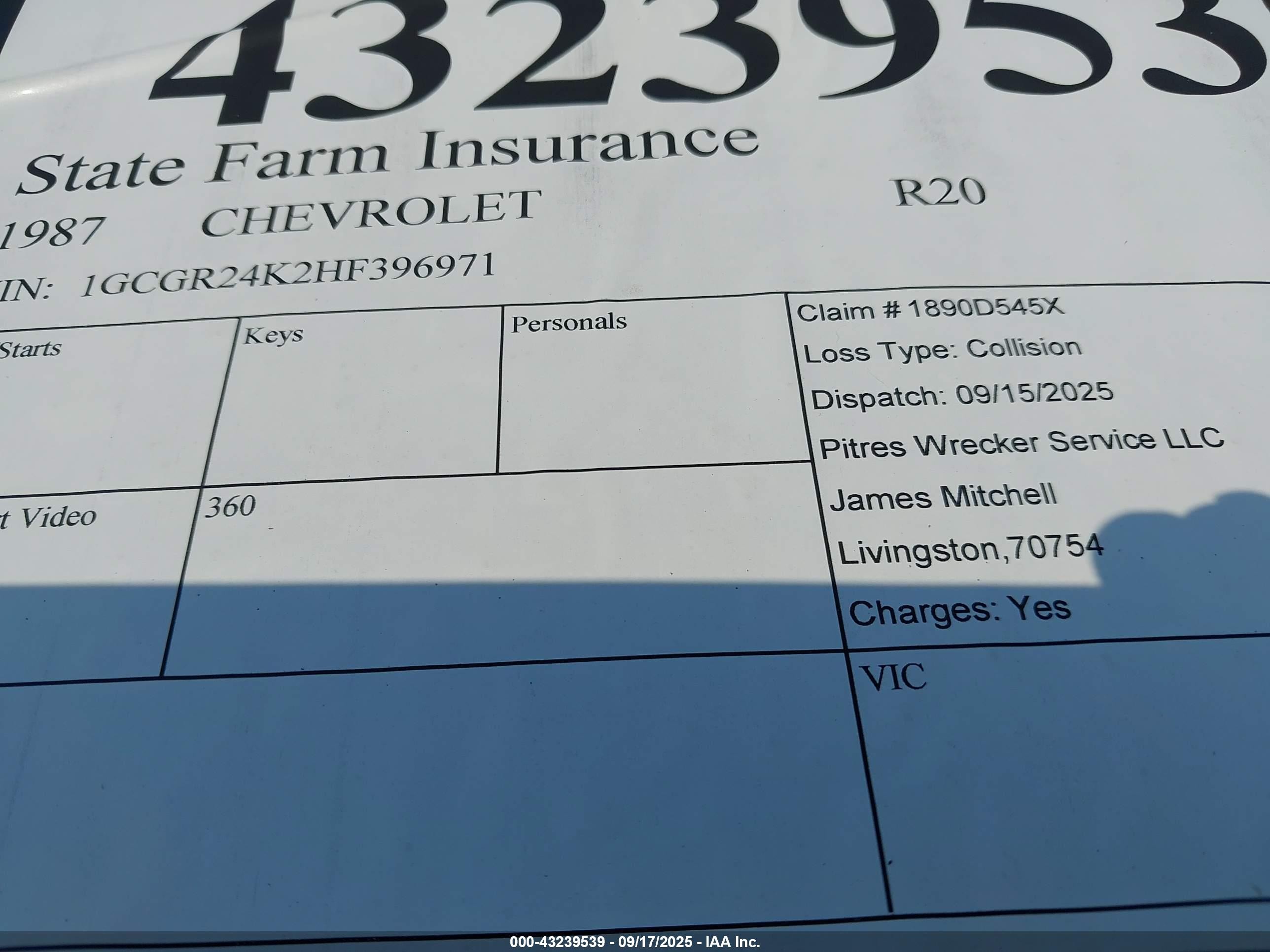 1987 Chevrolet R20   Blue vin: 1GCGR24K2HF396971