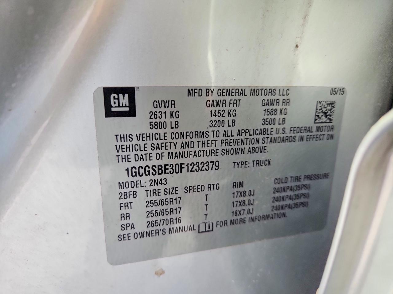 2015 Chevrolet Colorado Lt Silver vin: 1GCGSBE30F1232379