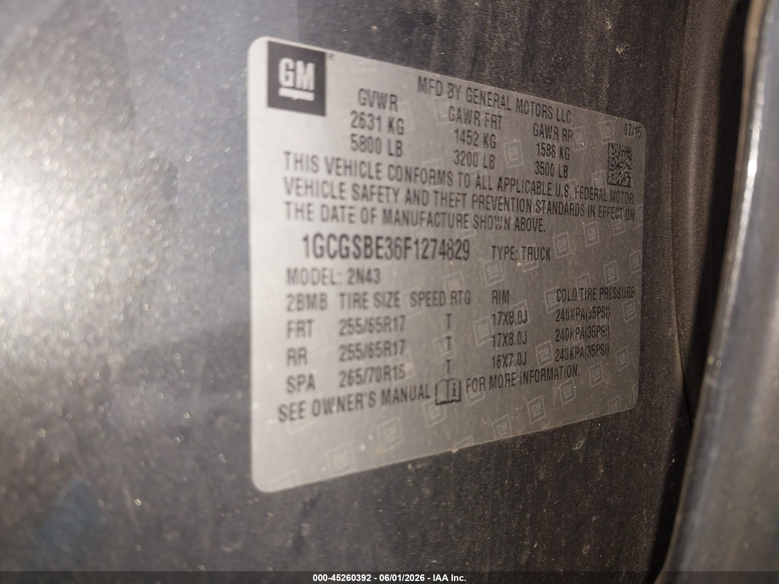 2015 Chevrolet Colorado Lt Gray vin: 1GCGSBE36F1274829
