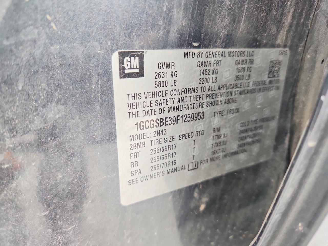 2015 Chevrolet Colorado Lt Gray vin: 1GCGSBE39F1259953