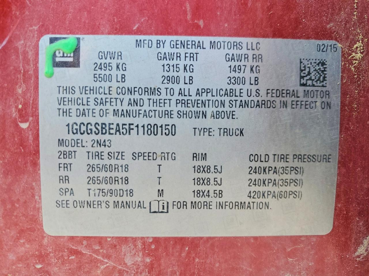 2015 Chevrolet Colorado Lt Красный vin: 1GCGSBEA5F1180150