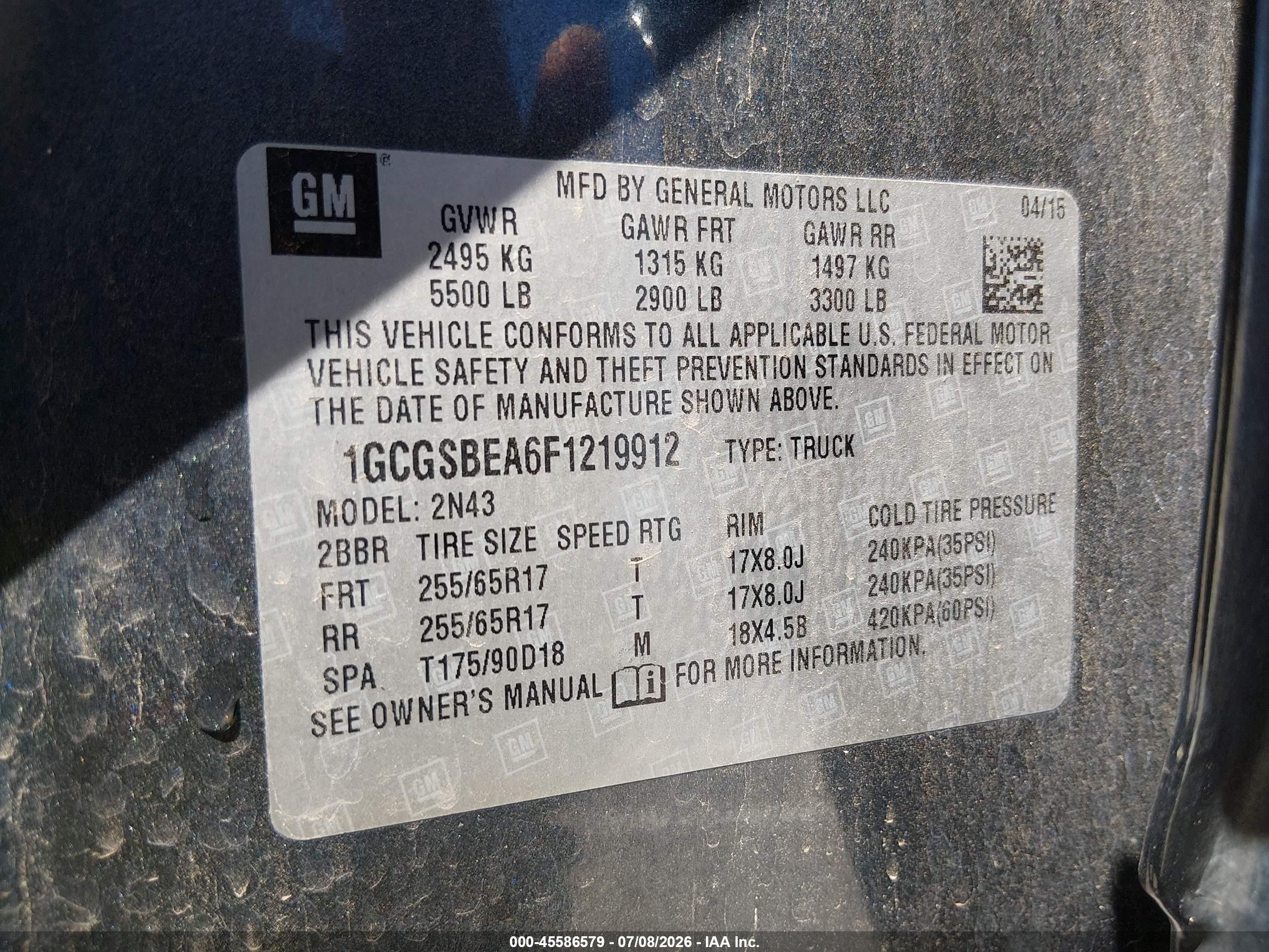 2015 Chevrolet Colorado 2wd Lt Gray vin: 1GCGSBEA6F1219912