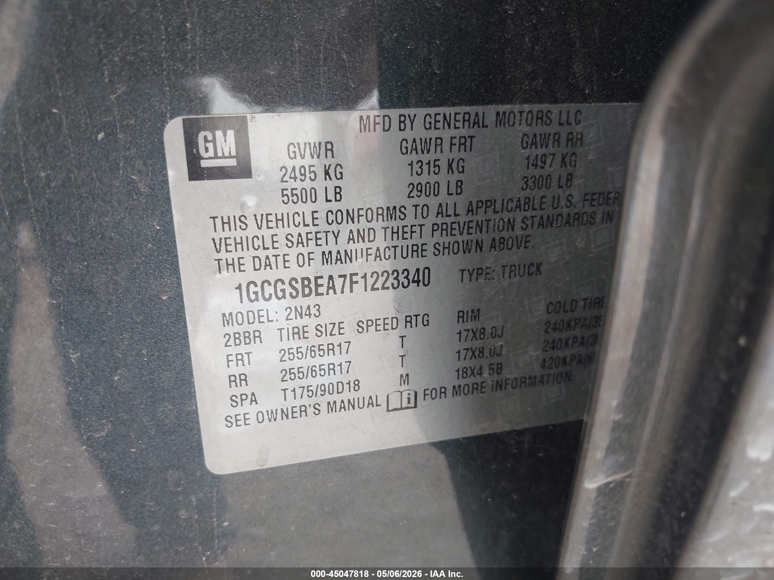 2015 Chevrolet Colorado Lt Серый vin: 1GCGSBEA7F1223340