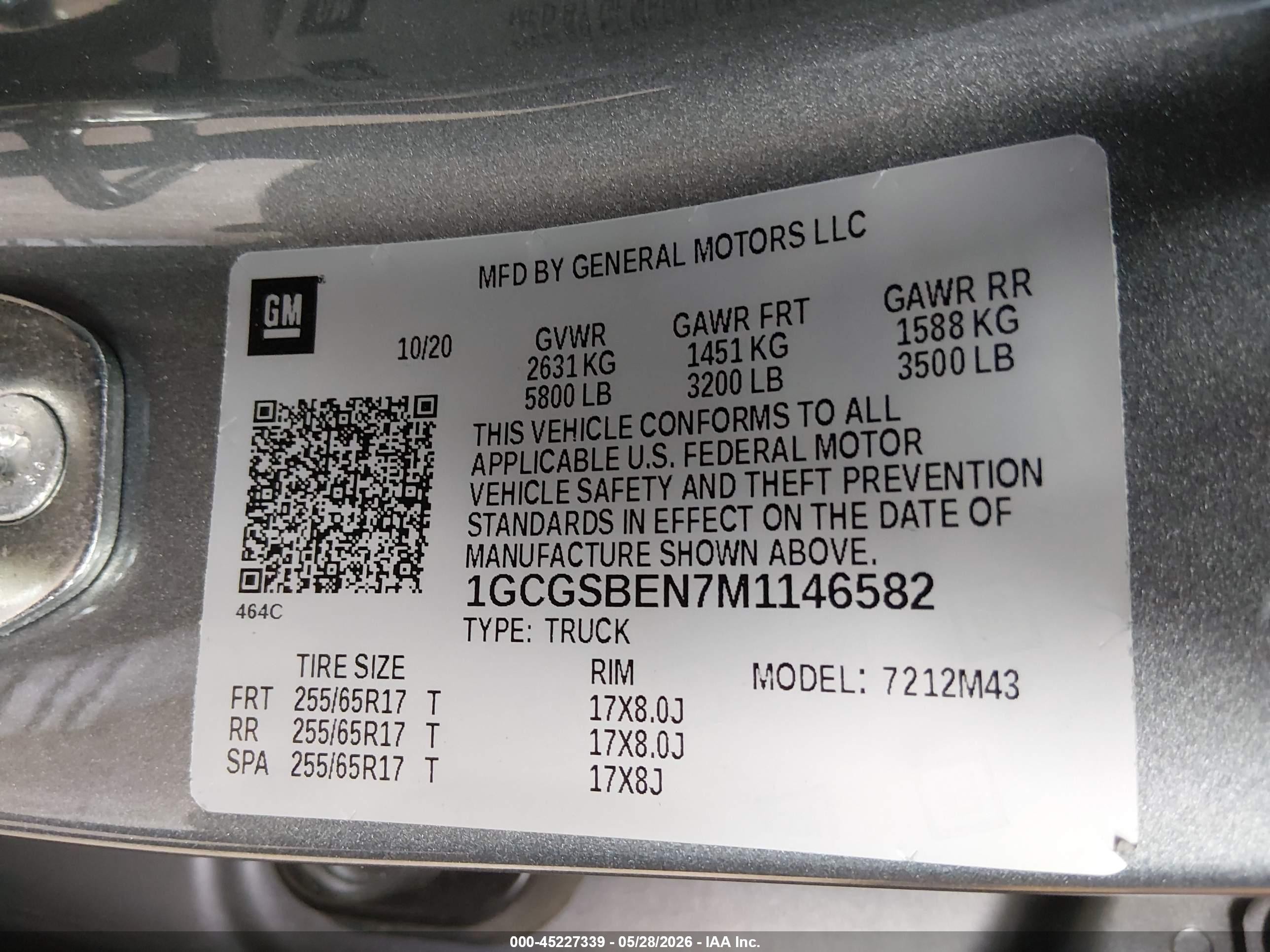 2021 Chevrolet Colorado 2wd  Short Box Wt Gray vin: 1GCGSBEN7M1146582
