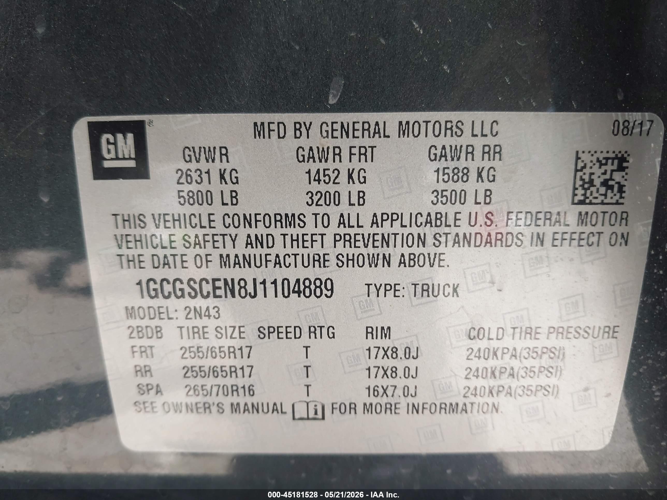 2018 Chevrolet Colorado Lt Gray vin: 1GCGSCEN8J1104889