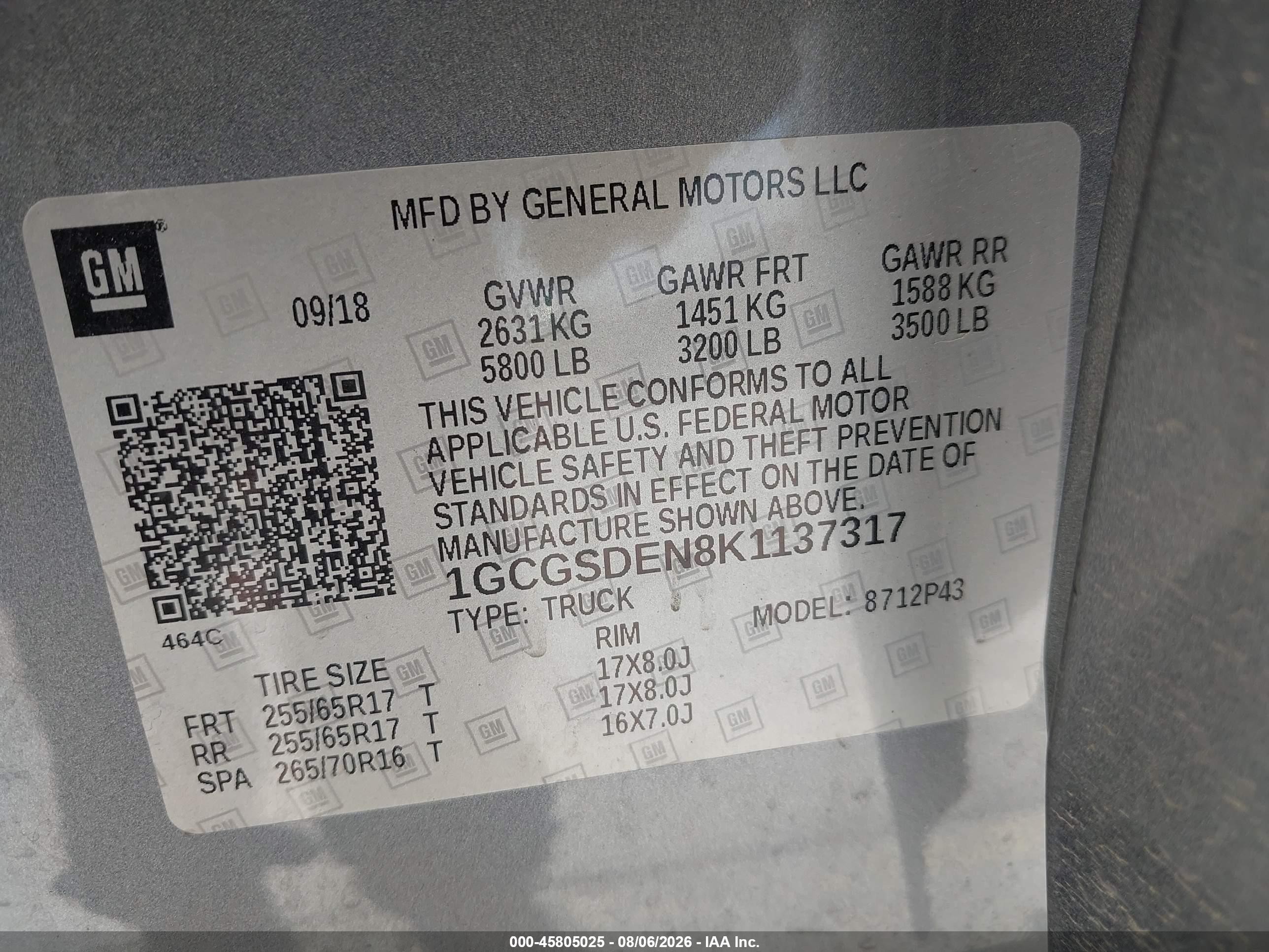 2019 Chevrolet Colorado Z71 Gray vin: 1GCGSDEN8K1137317