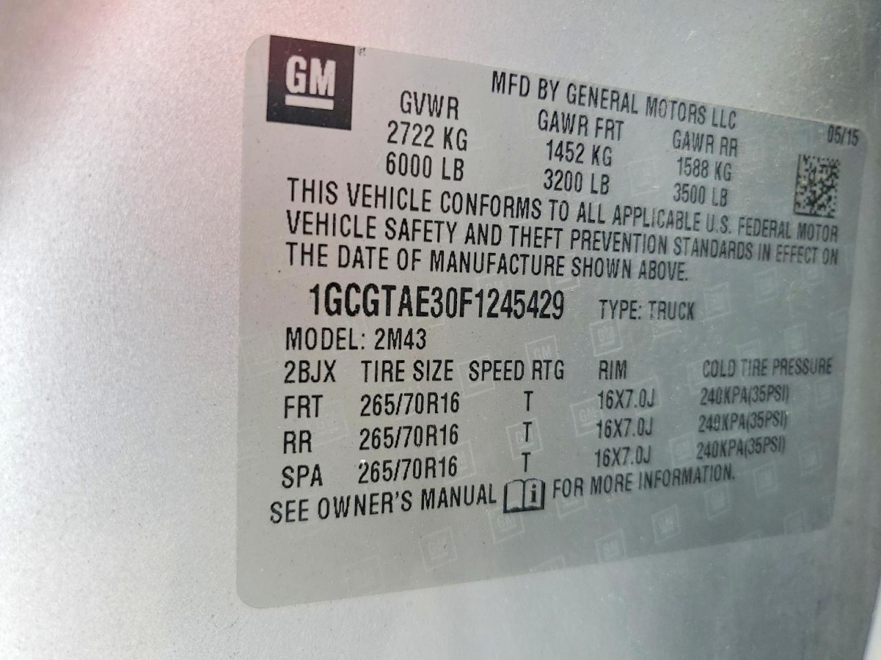 2015 Chevrolet Colorado Silver vin: 1GCGTAE30F1245429