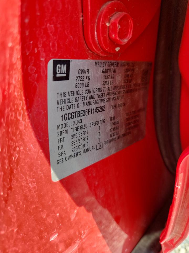 2015 Chevrolet Colorado Lt Red vin: 1GCGTBE36F1145292