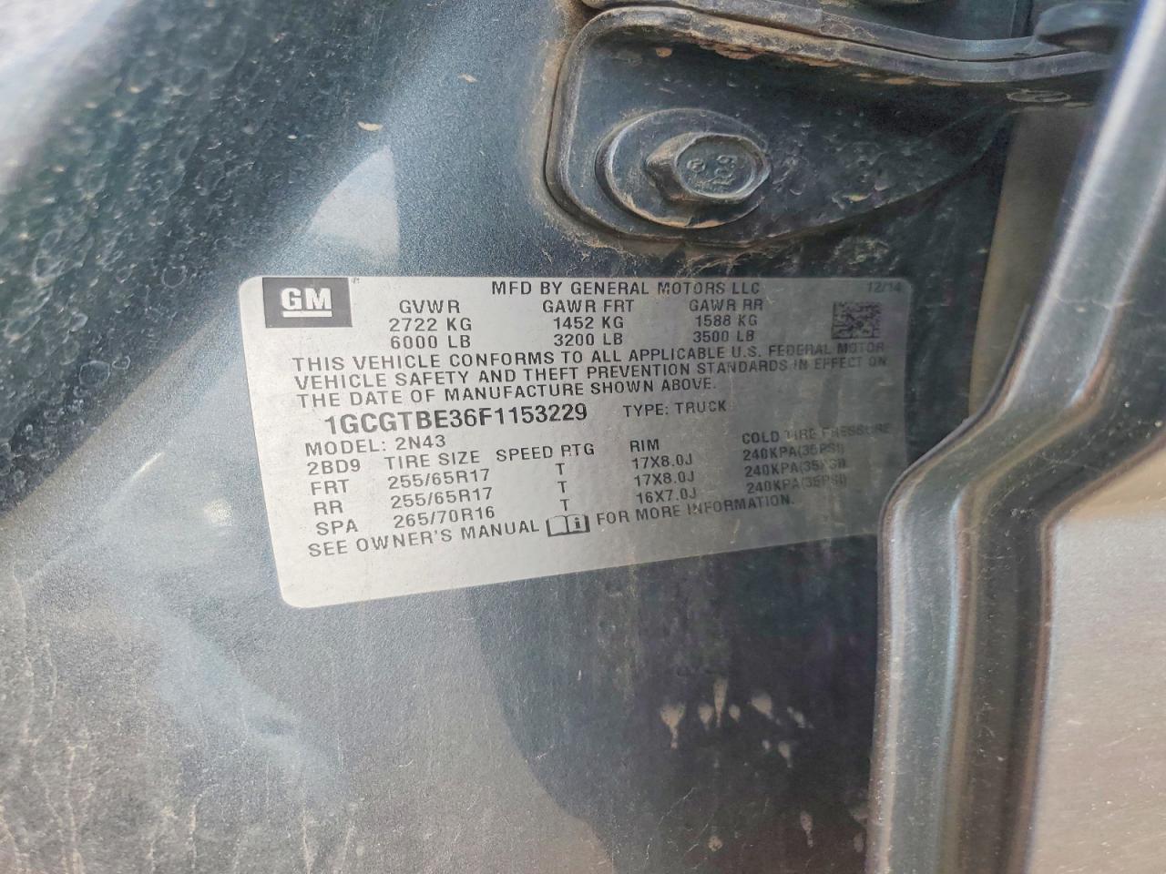 2015 Chevrolet Colorado Серый vin: 1GCGTBE36F1153229