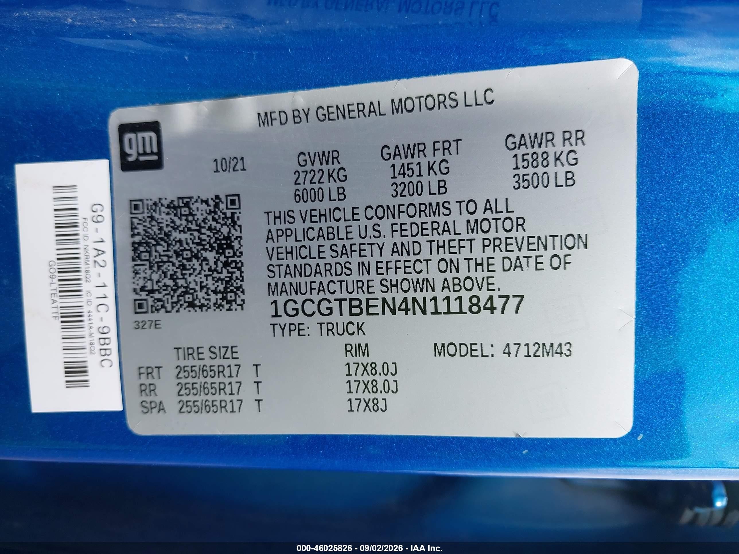 2022 Chevrolet Colorado 4wd  Short Box Wt Blue vin: 1GCGTBEN4N1118477