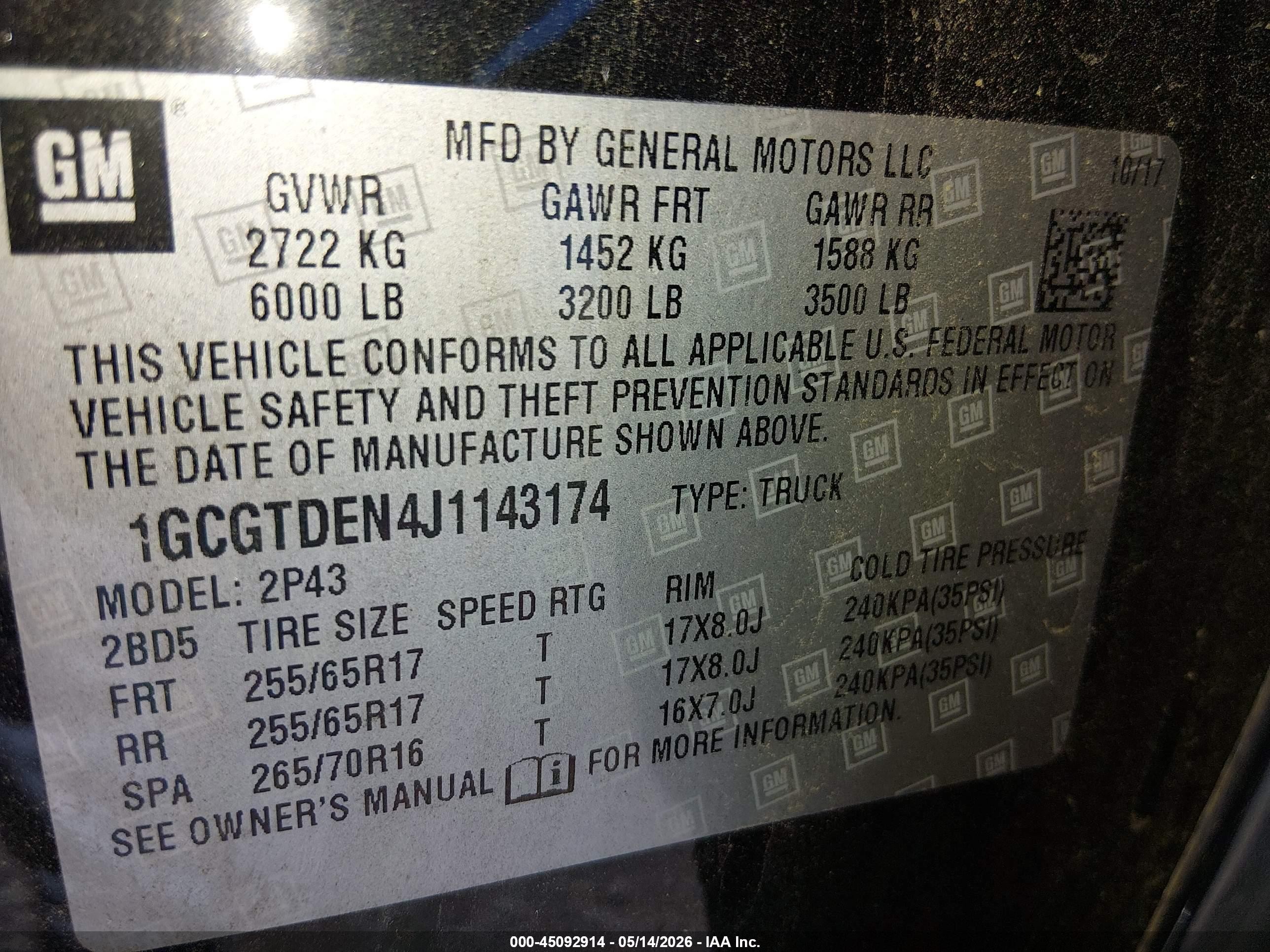 2018 Chevrolet Colorado Z71 Черный vin: 1GCGTDEN4J1143174