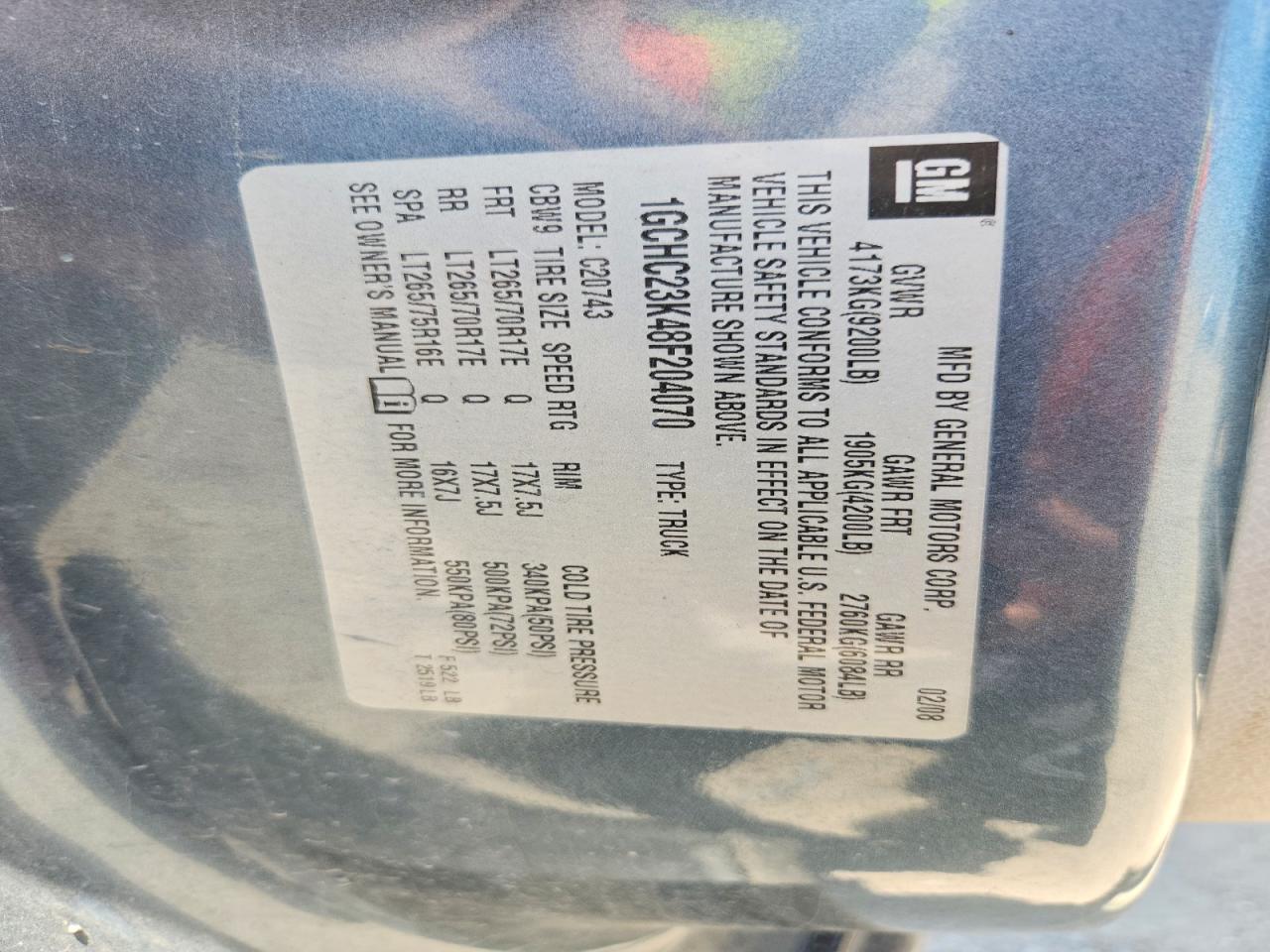 2008 Chevrolet Silverado C2500 Heavy Duty Gray vin: 1GCHC23K48F204070