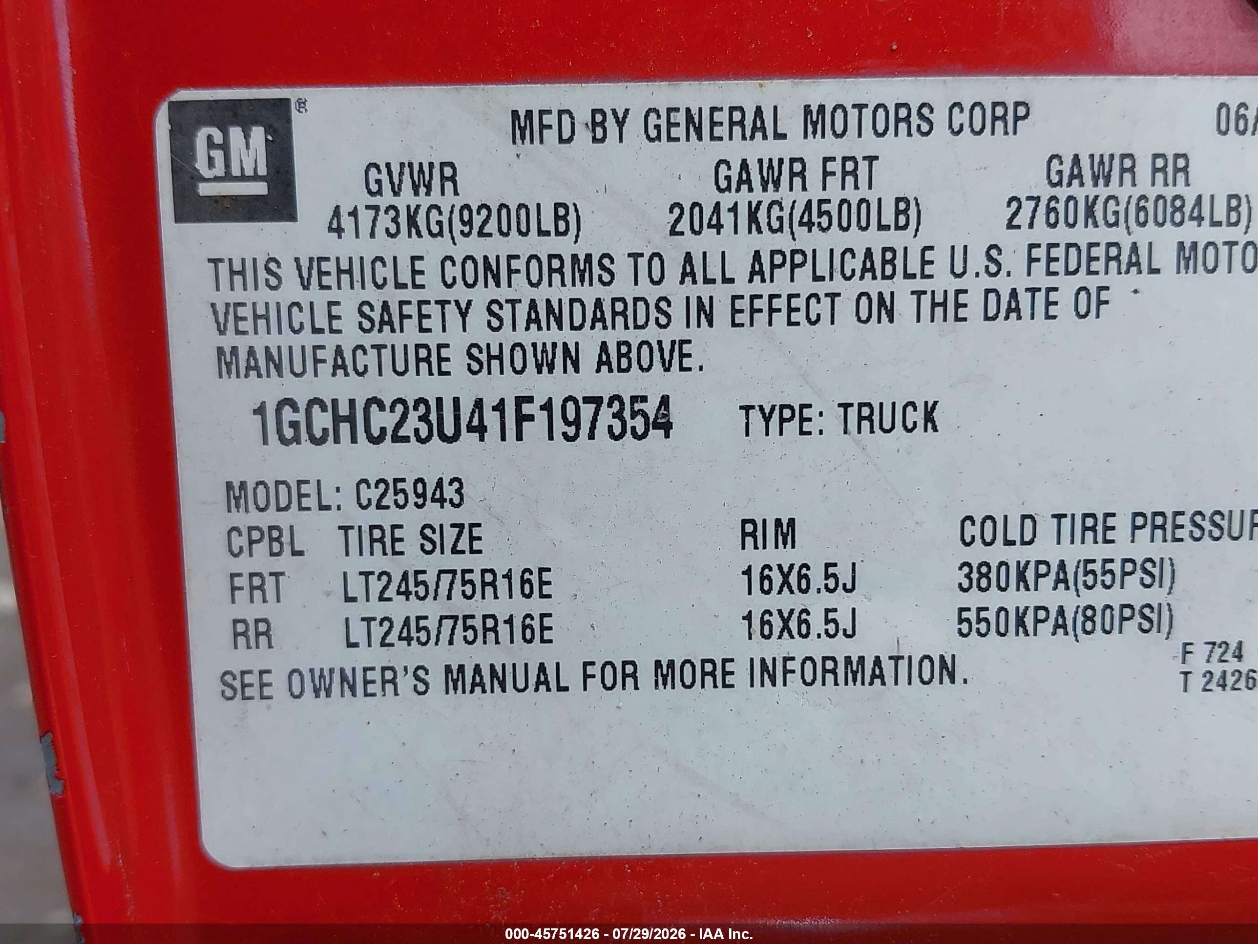 2001 Chevrolet Silverado 2500hd   Red vin: 1GCHC23U41F197354