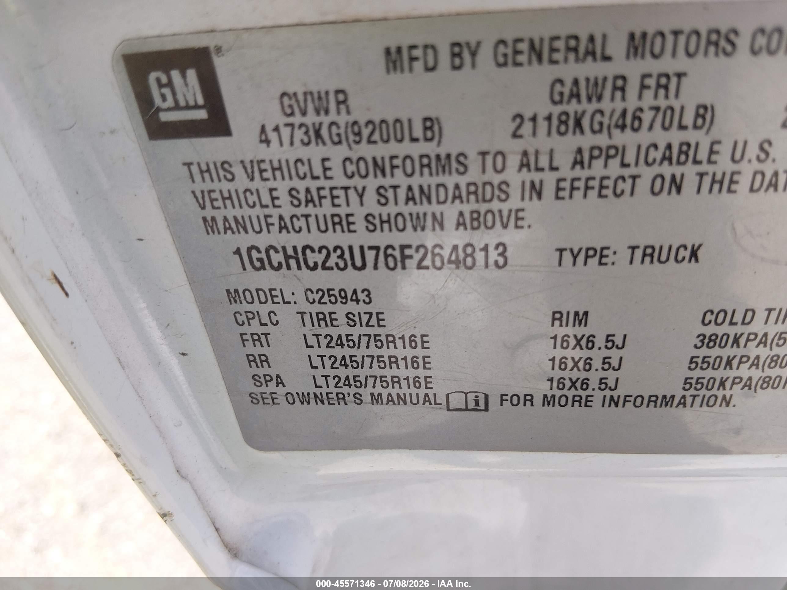 2006 Chevrolet Silverado 2500hd Work Truck White vin: 1GCHC23U76F264813