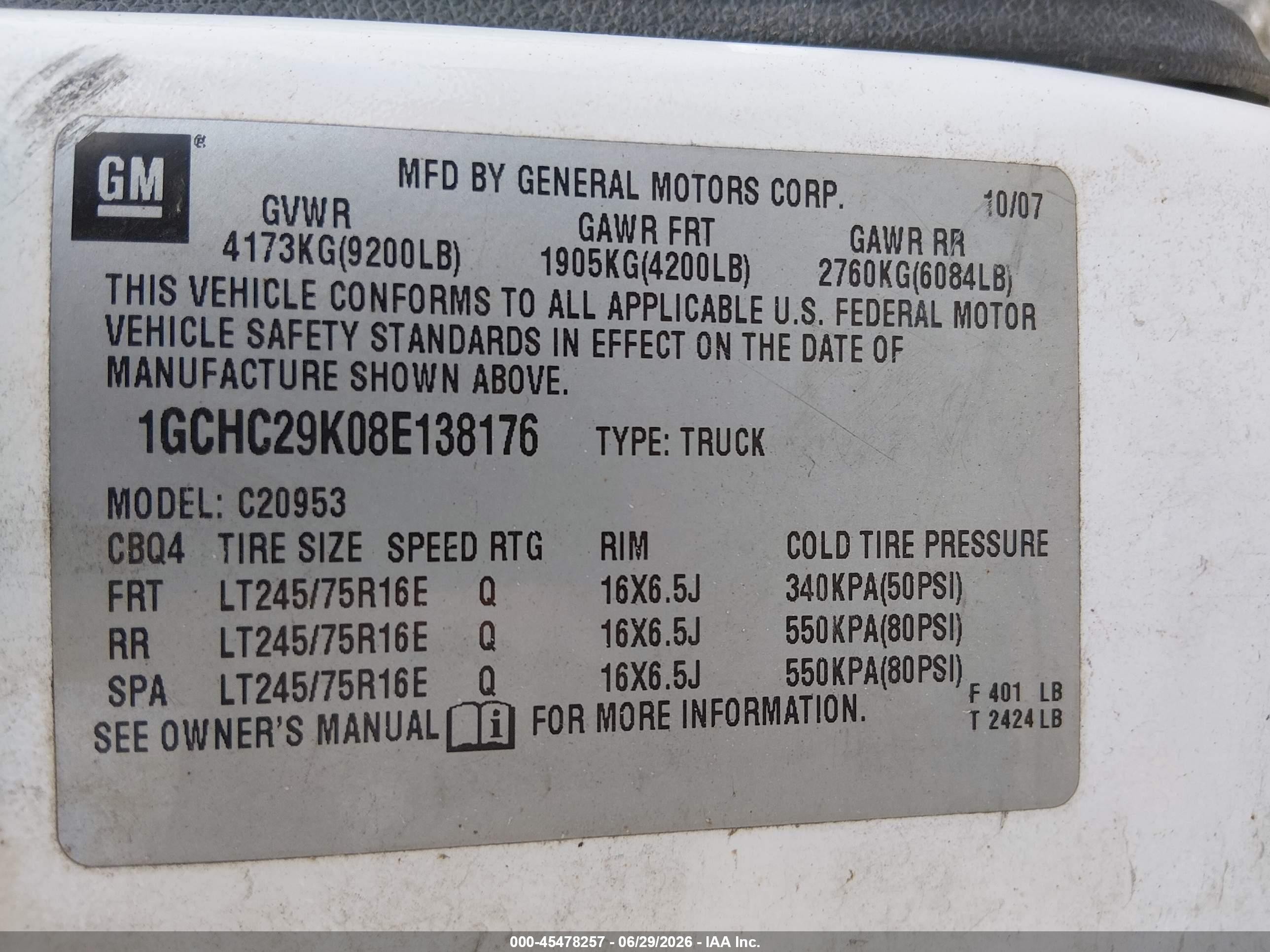 2008 Chevrolet Silverado 2500hd Lt1 White vin: 1GCHC29K08E138176