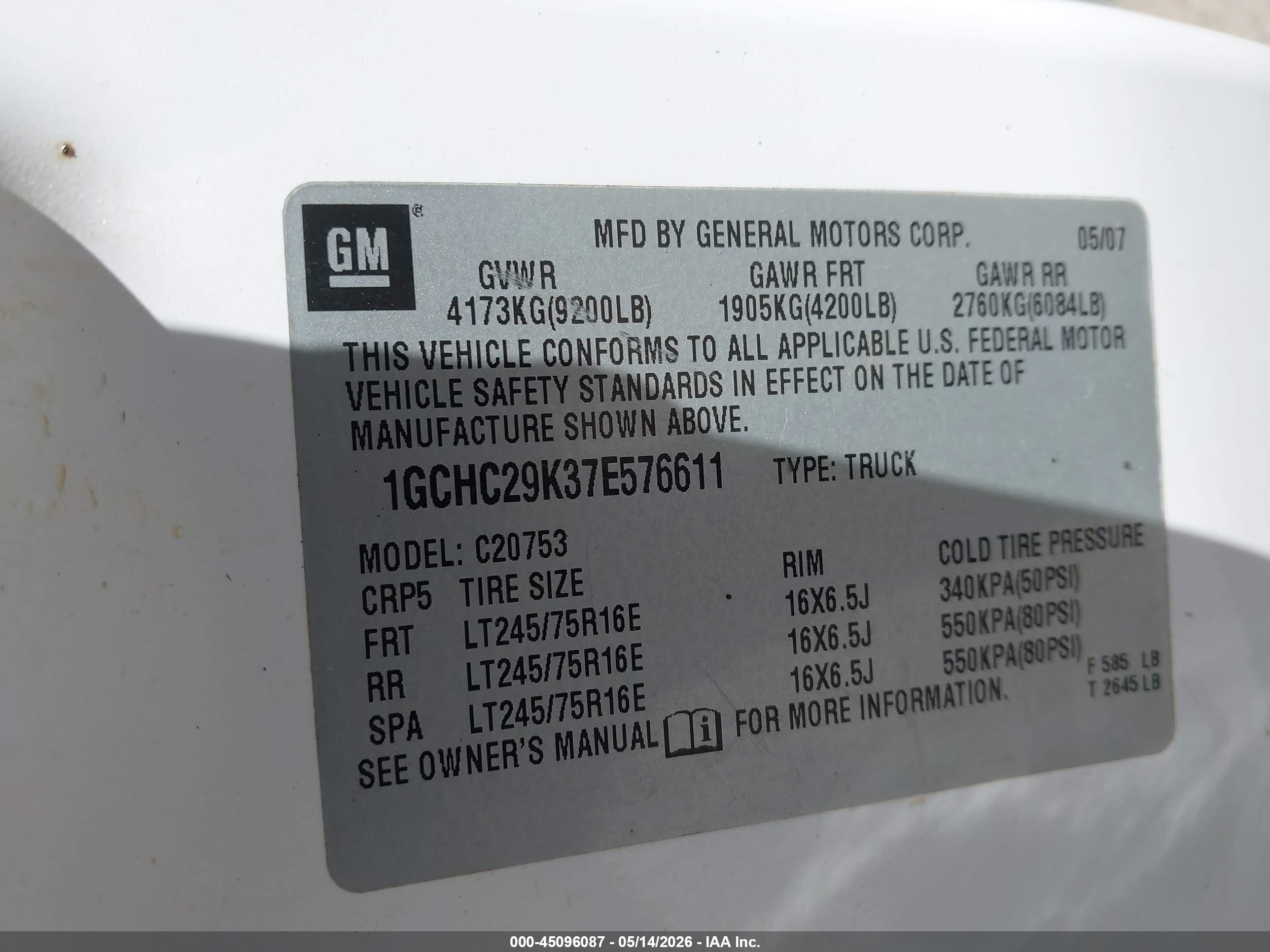 2007 Chevrolet Silverado 2500hd Work Truck White vin: 1GCHC29K37E576611