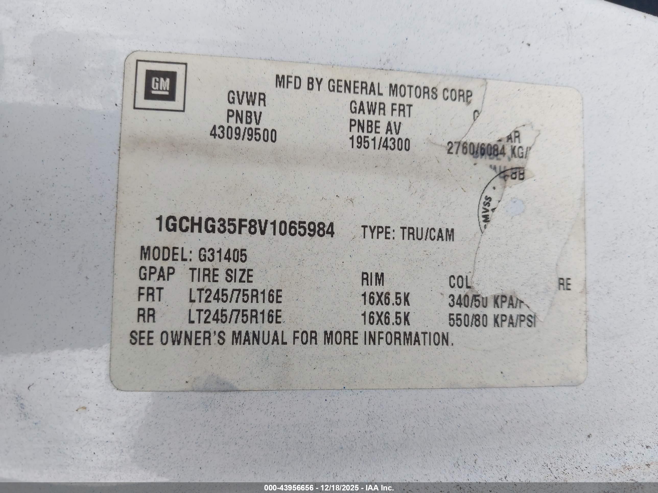 1997 Chevrolet Chevy Van Yf7 Upfitter Pkg. Белый vin: 1GCHG35F8V1065984