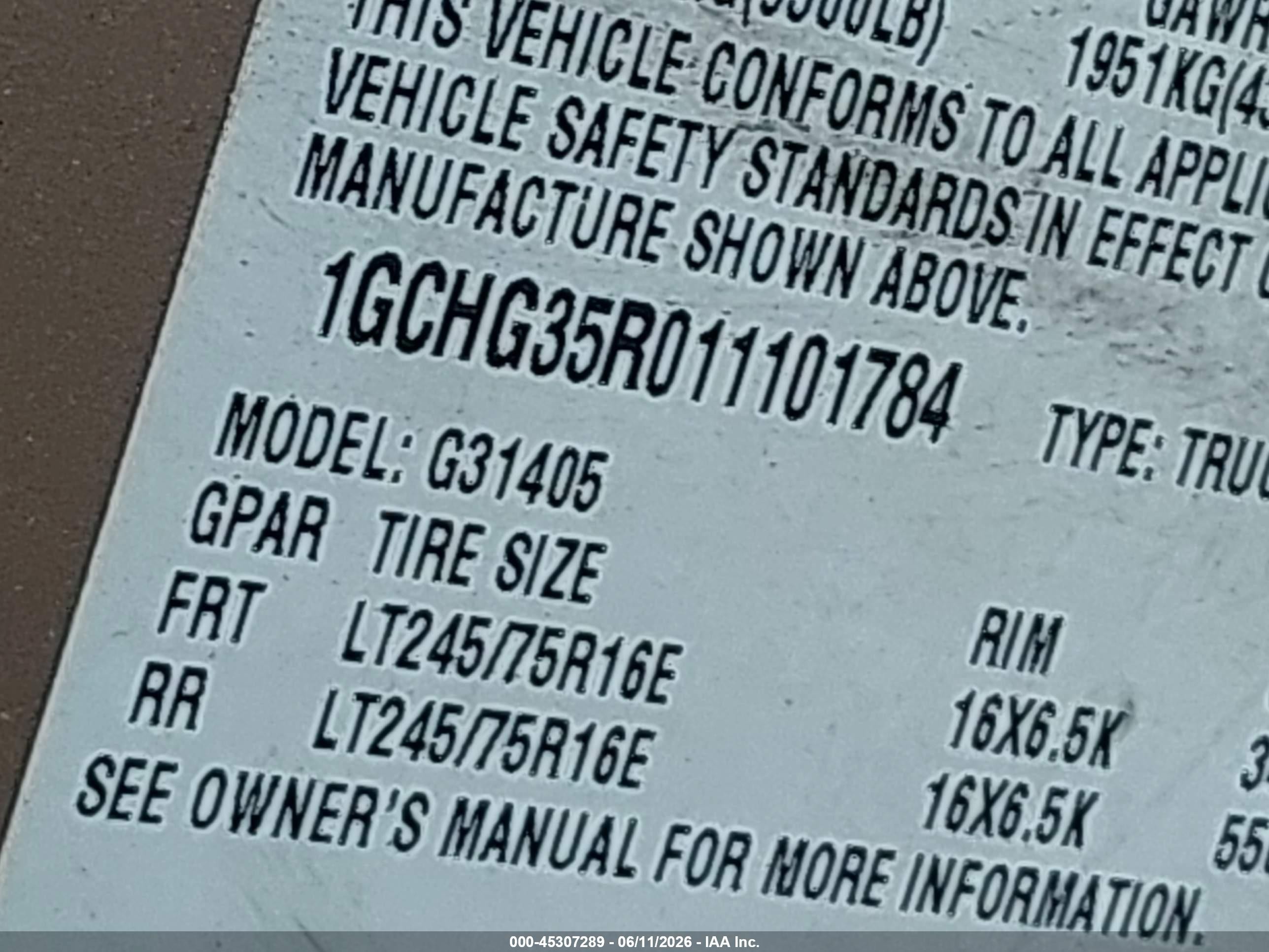 2001 Chevrolet Express   Brown vin: 1GCHG35R011101784