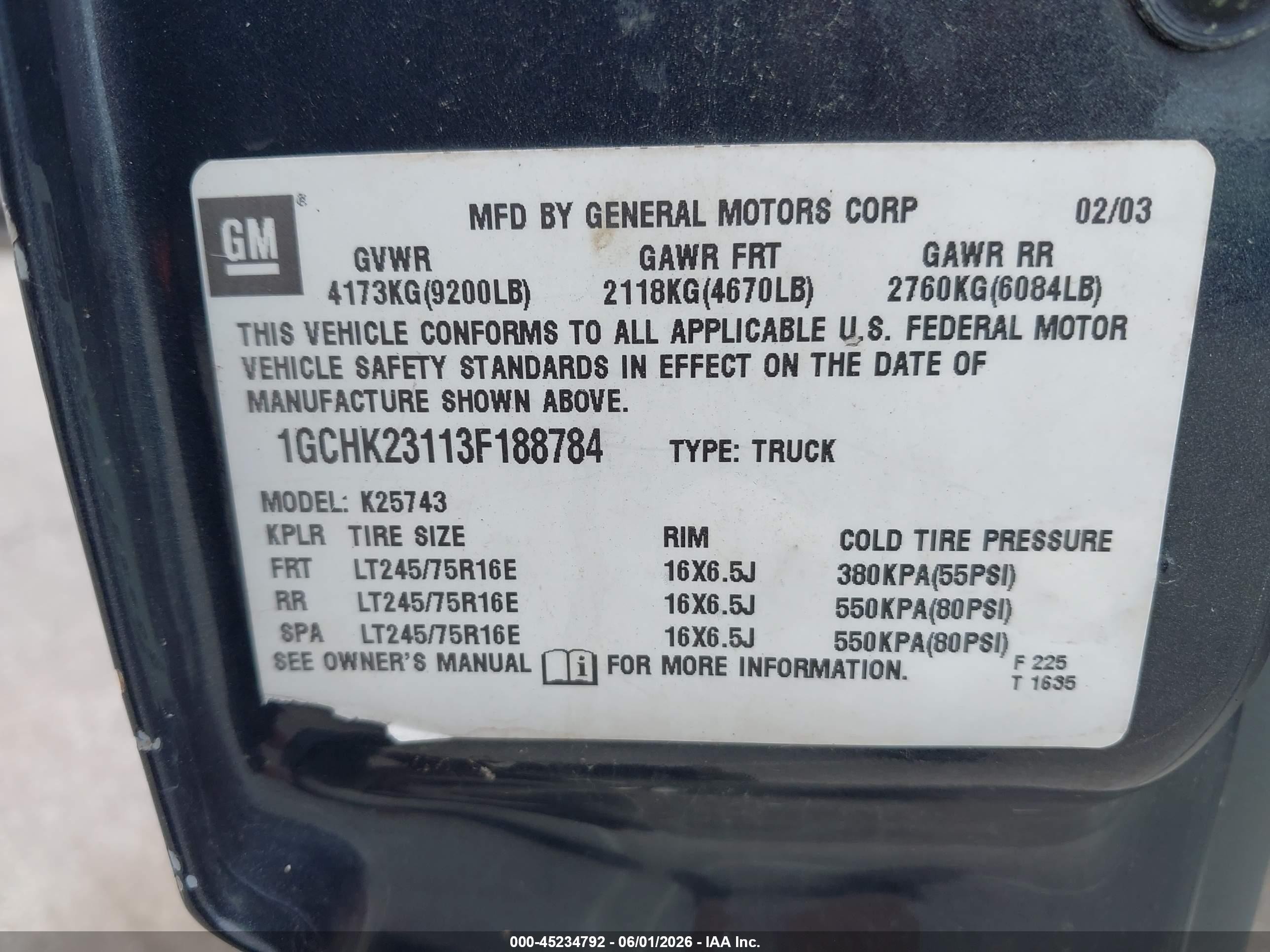 2003 Chevrolet Silverado 2500hd Ls Gray vin: 1GCHK23113F188784