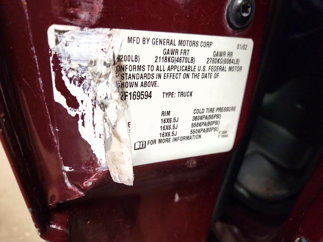 2002 Chevrolet Silverado K2500 Heavy Duty Maroon vin: 1GCHK23122F169594