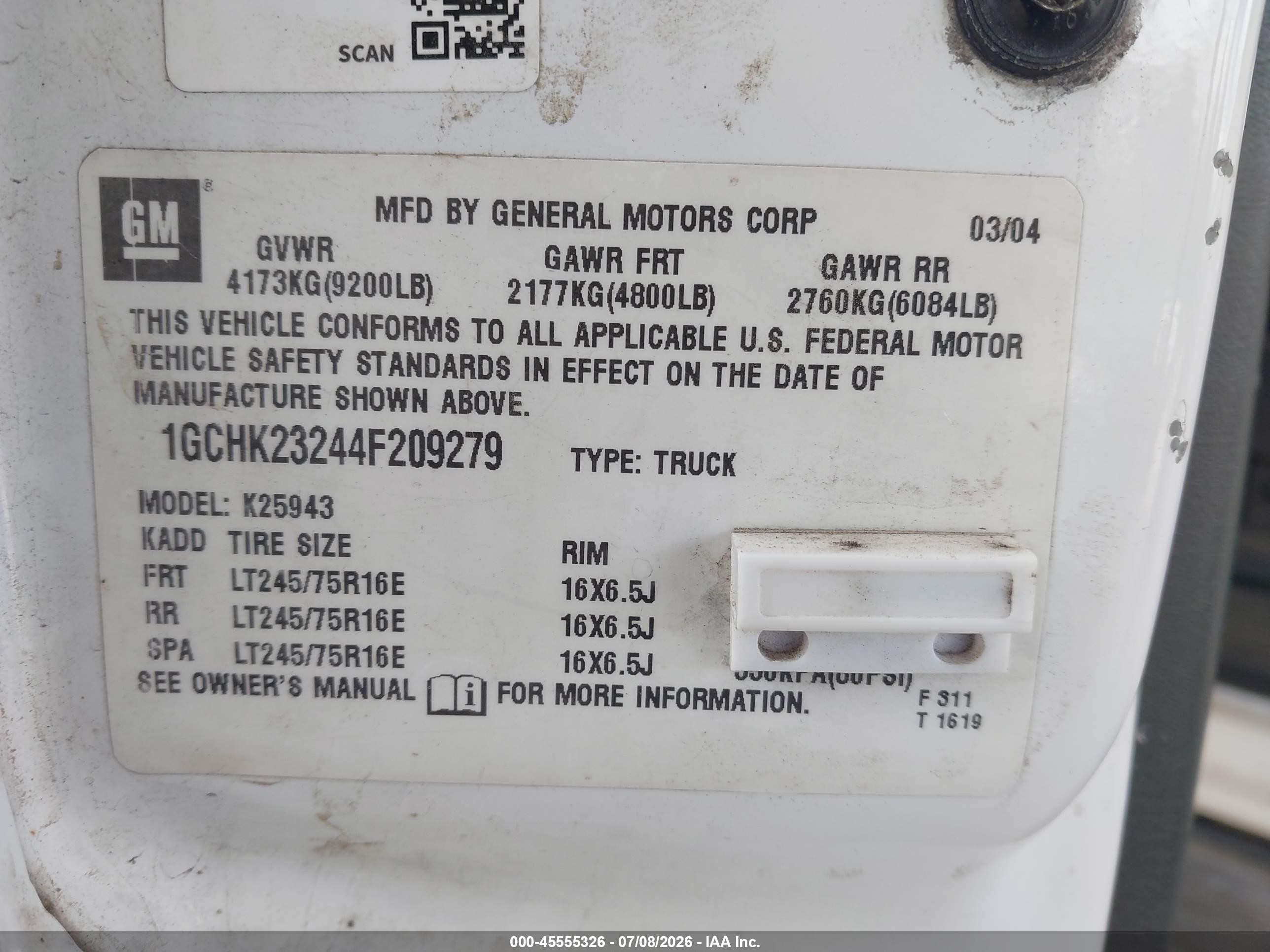 2004 Chevrolet Silverado 2500hd Ls White vin: 1GCHK23244F209279