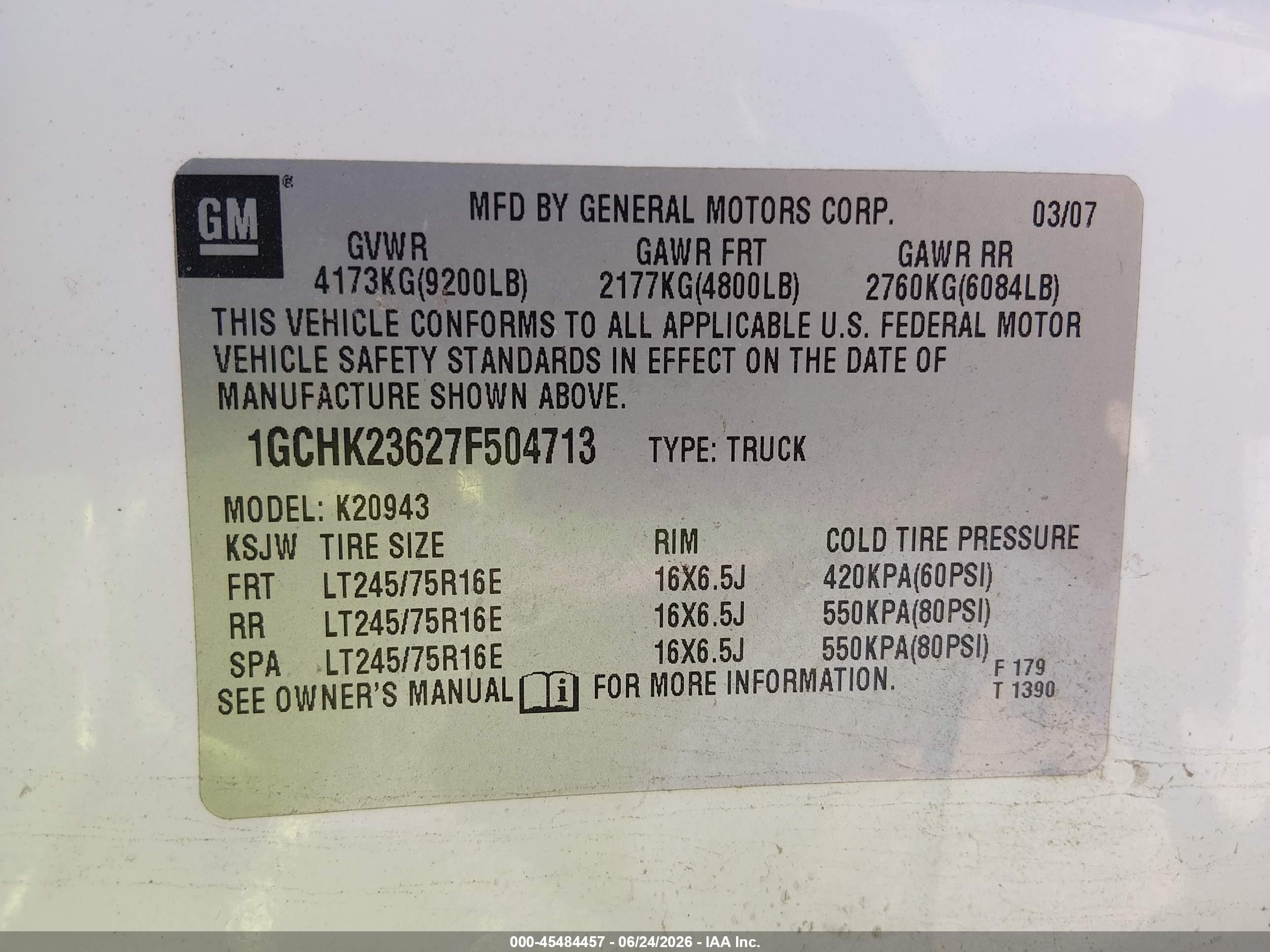 2007 Chevrolet Silverado 2500hd Lt2 White vin: 1GCHK23627F504713