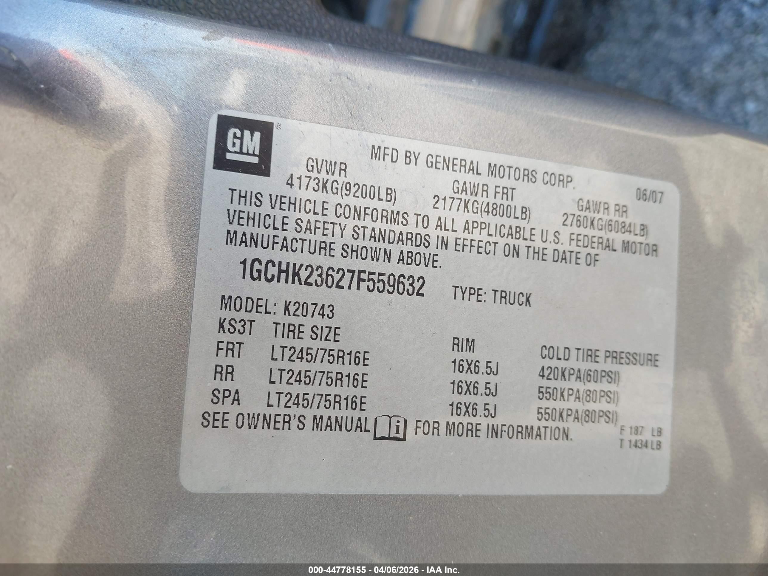 2007 Chevrolet Silverado 2500hd Lt1 Gray vin: 1GCHK23627F559632