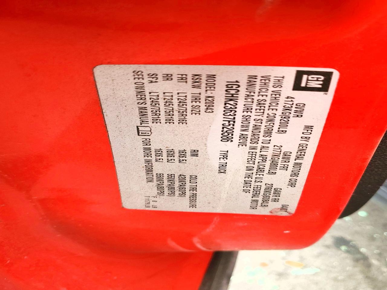 2007 Chevrolet Silverado K2500 Heavy Duty Red vin: 1GCHK23637F529586
