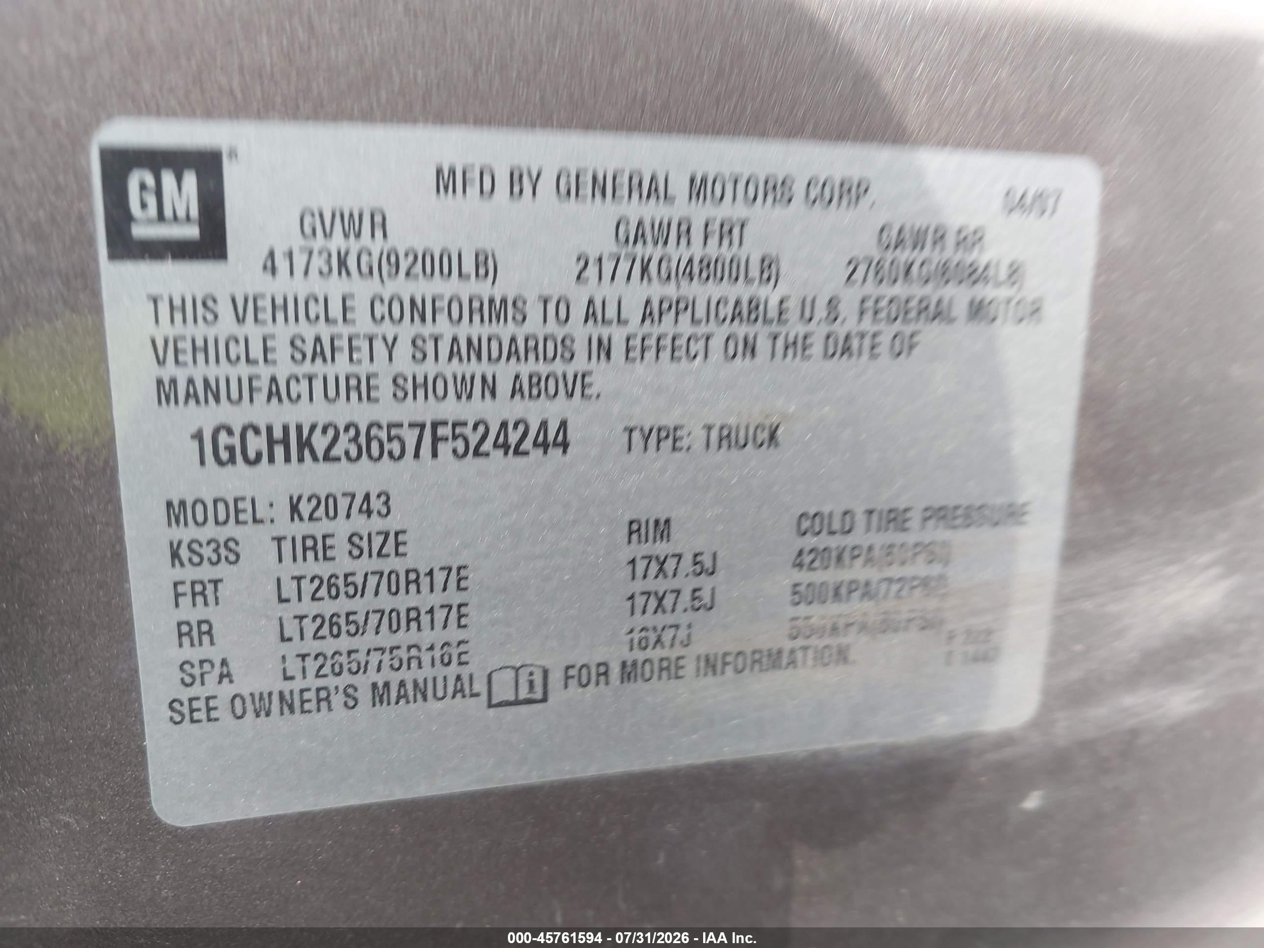 2007 Chevrolet Silverado 2500hd Lt2 Brown vin: 1GCHK23657F524244
