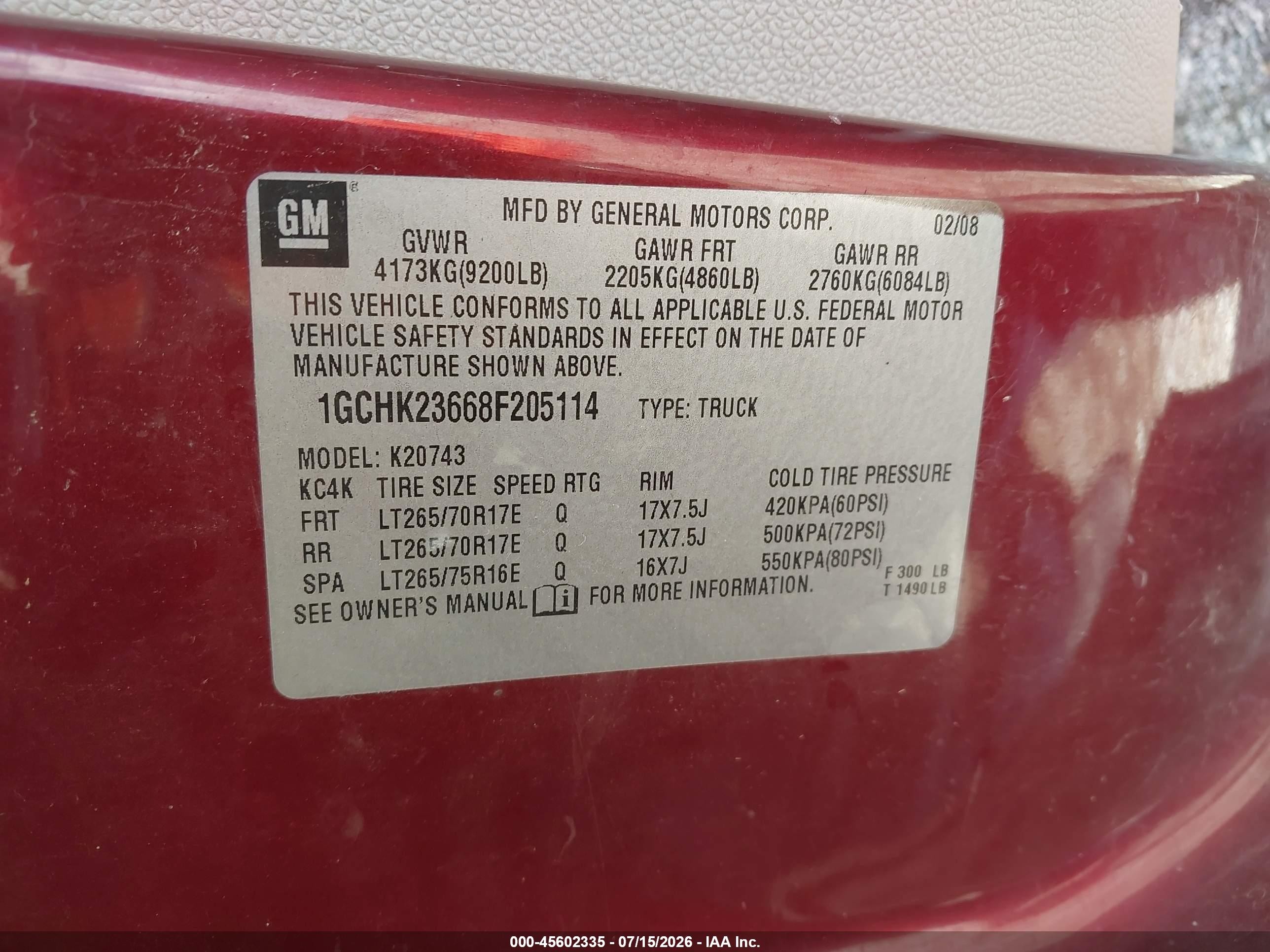 2008 Chevrolet Silverado 2500hd Ltz Maroon vin: 1GCHK23668F205114